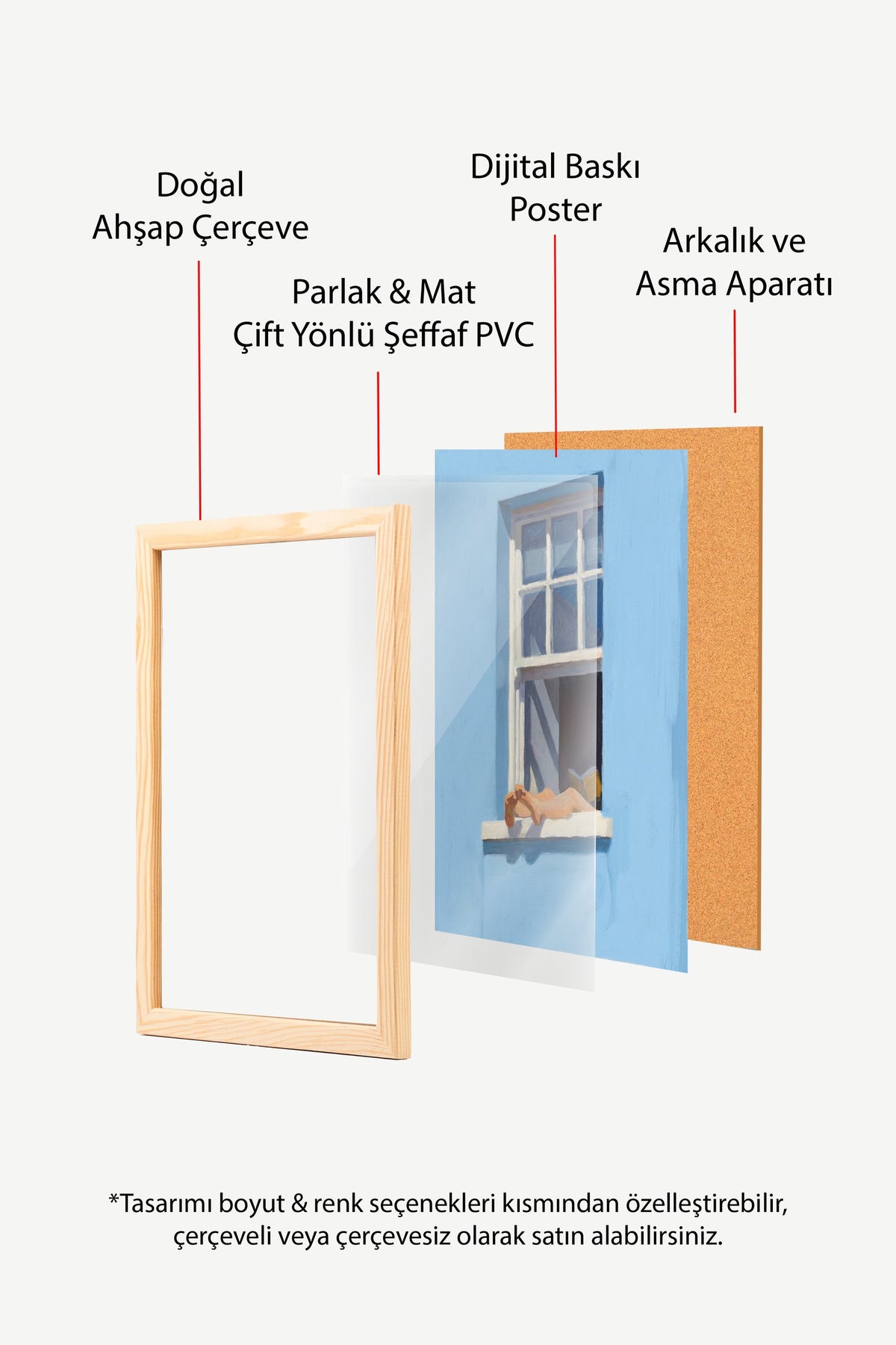Pencerede Ayakları Uzatan Kadın Poster – Ahşap Çerçeveli Tablo