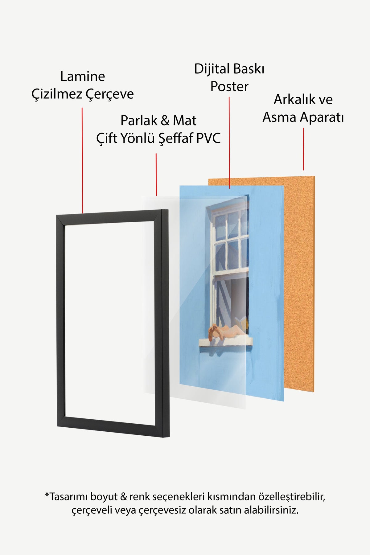 Pencerede Ayakları Uzatan Kadın Poster – Siyah Çerçeveli Tablo