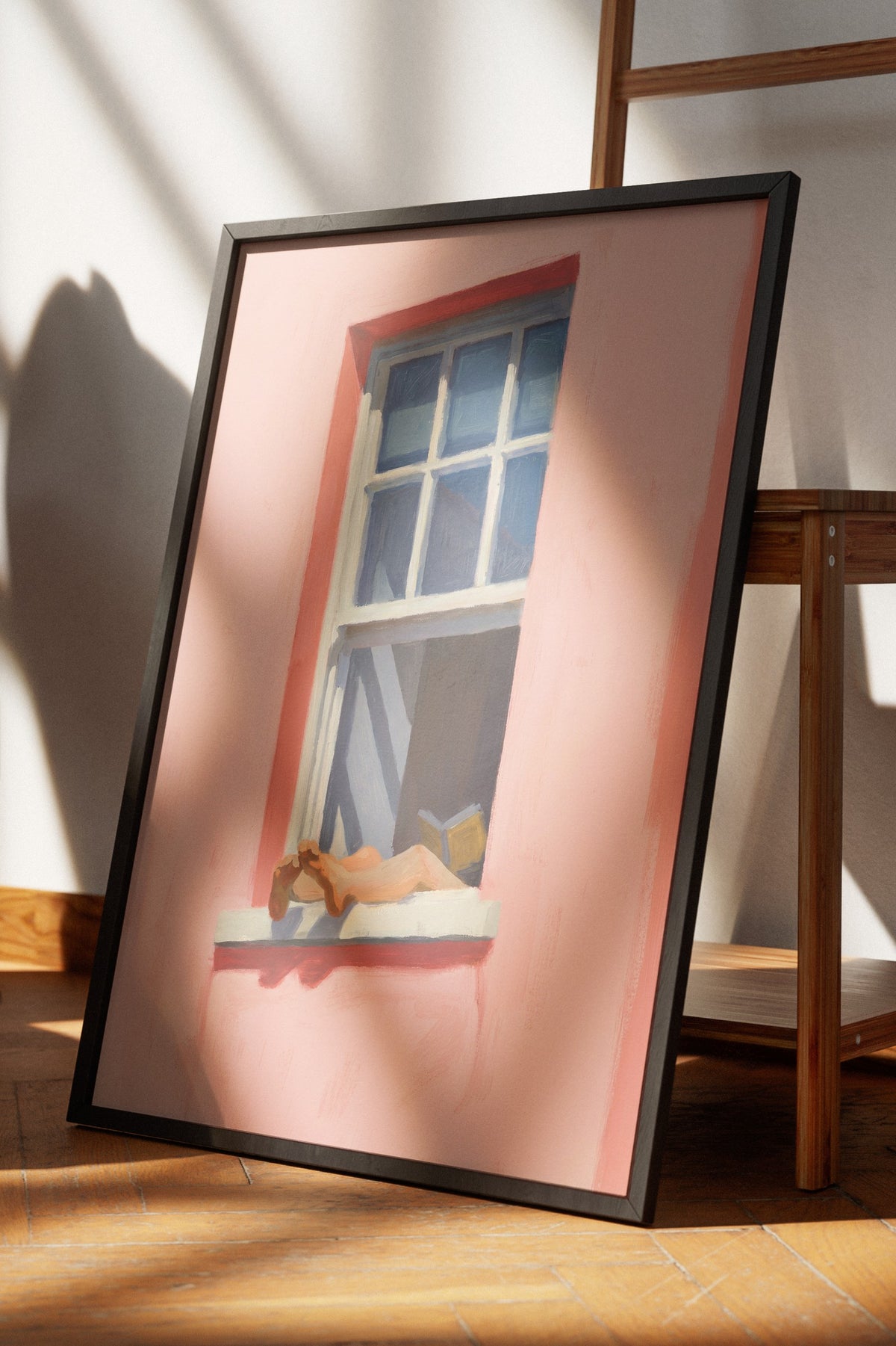 Pencere Önünde Dinlenen Kadın Poster – Siyah Çerçeveli Tablo