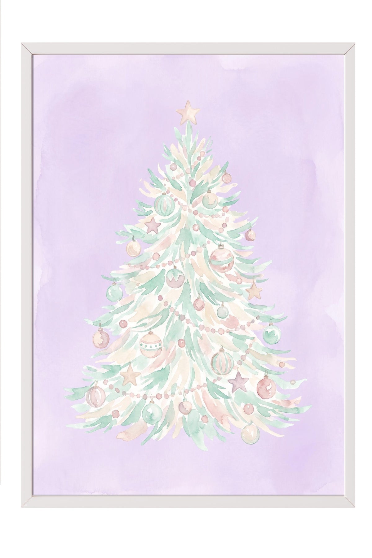 Pastel Yılbaşı Ağacı Poster – Beyaz Çerçeveli Tablo