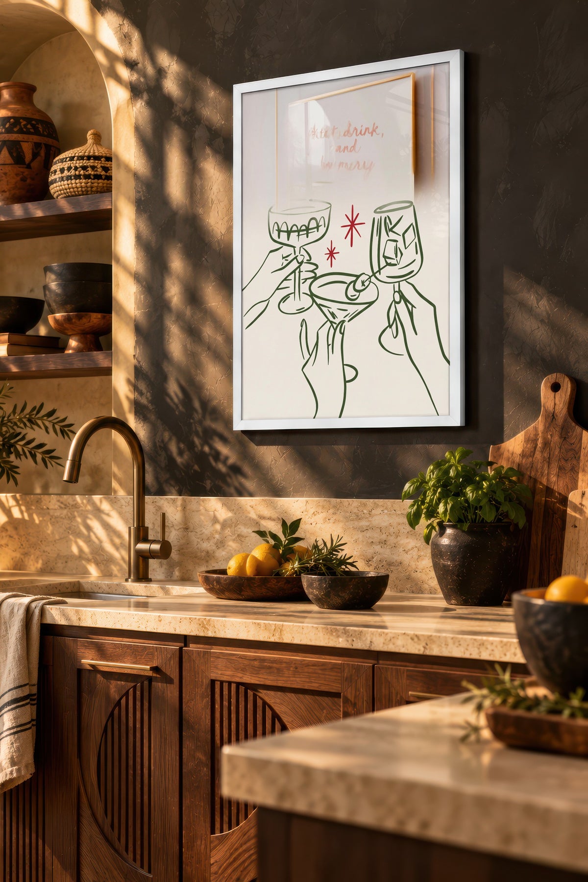 Eat, drink, and be merry Poster – Beyaz Çerçeveli Tablo