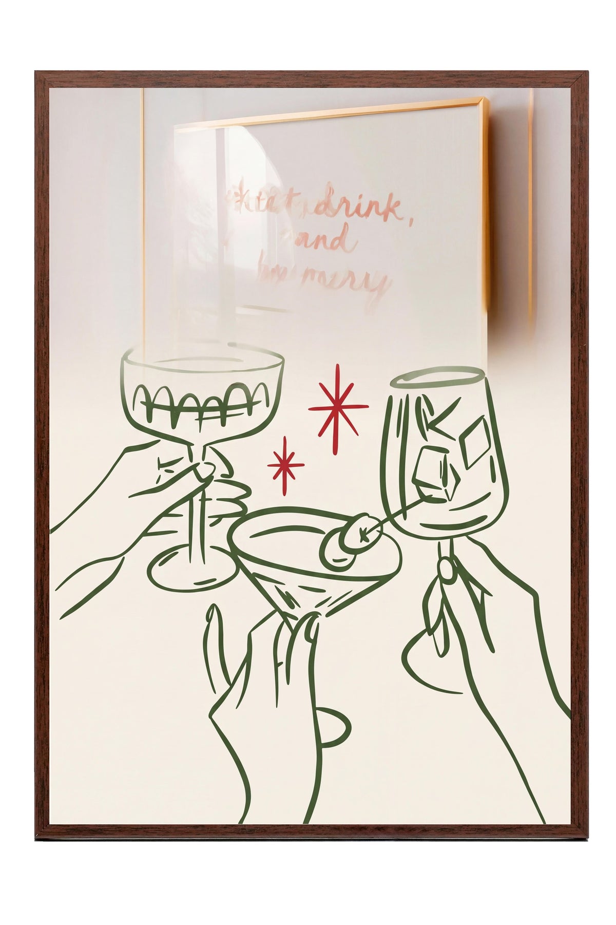 Eat, drink, and be merry Poster – Kahverengi Çerçeveli Tablo