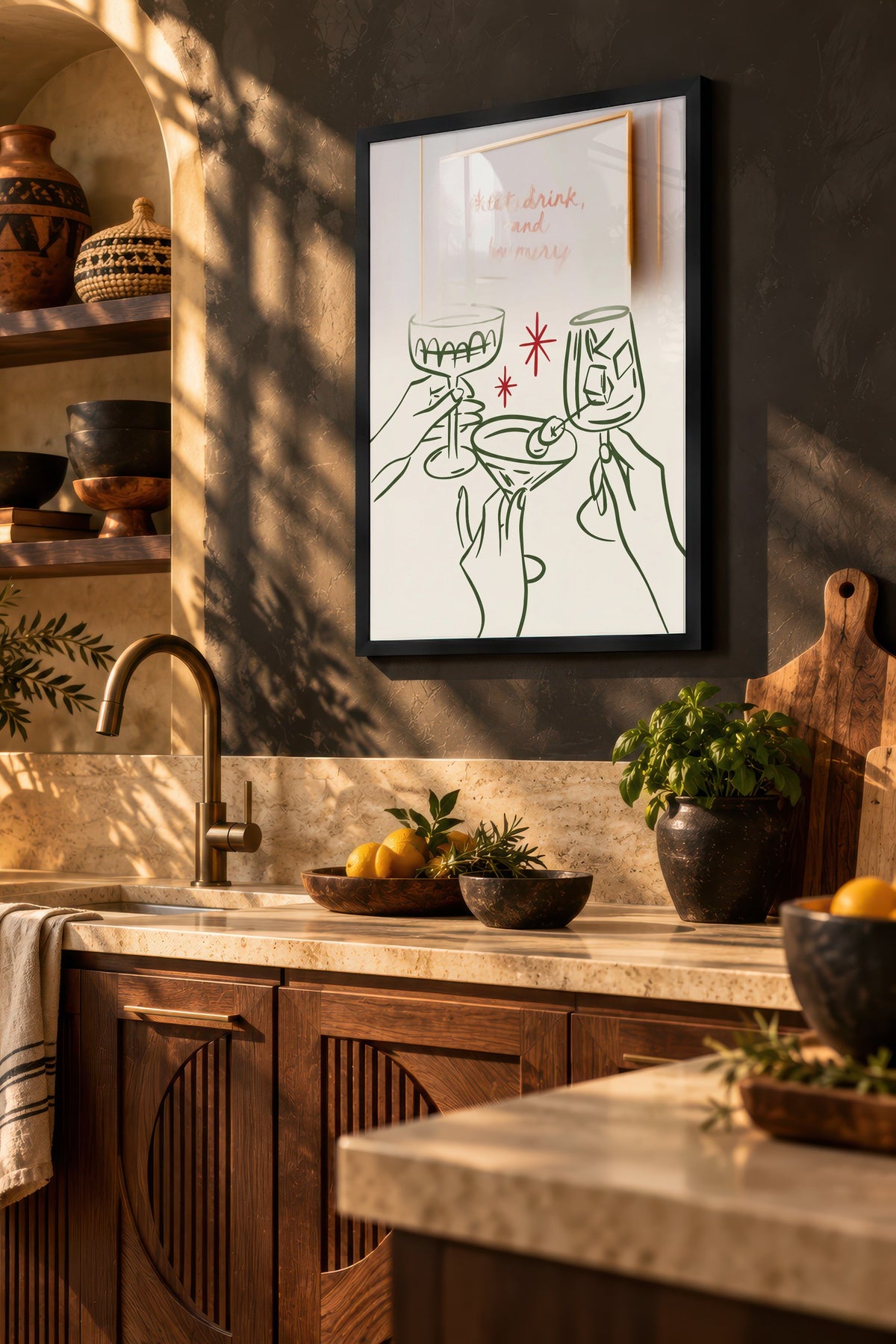 Eat, drink, and be merry Poster – Siyah Çerçeveli Tablo