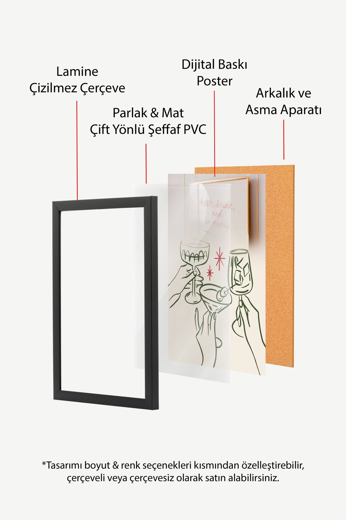 Eat, drink, and be merry Poster – Siyah Çerçeveli Tablo