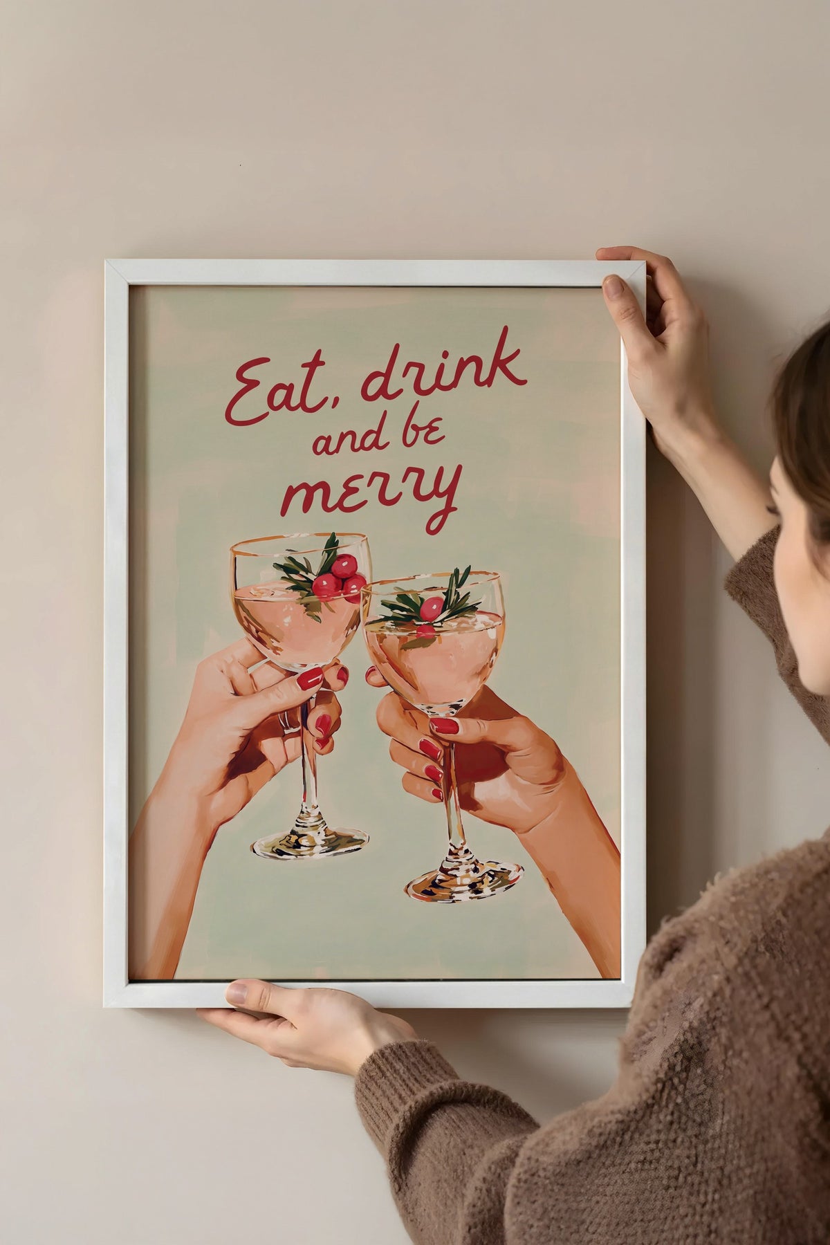 Eat, drink and be merry Poster – Beyaz Çerçeveli Tablo