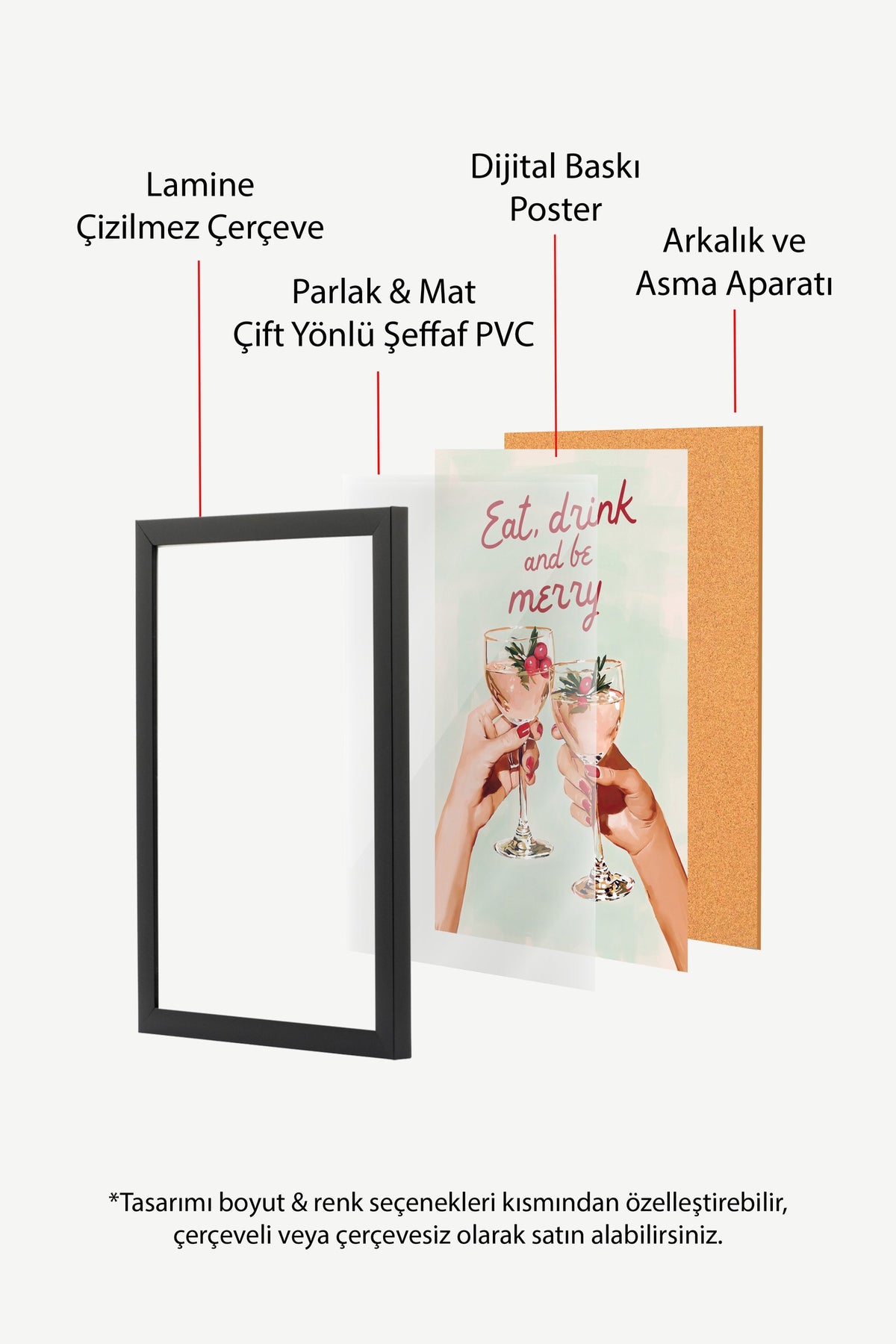 Eat, drink and be merry Poster – Siyah Çerçeveli Tablo