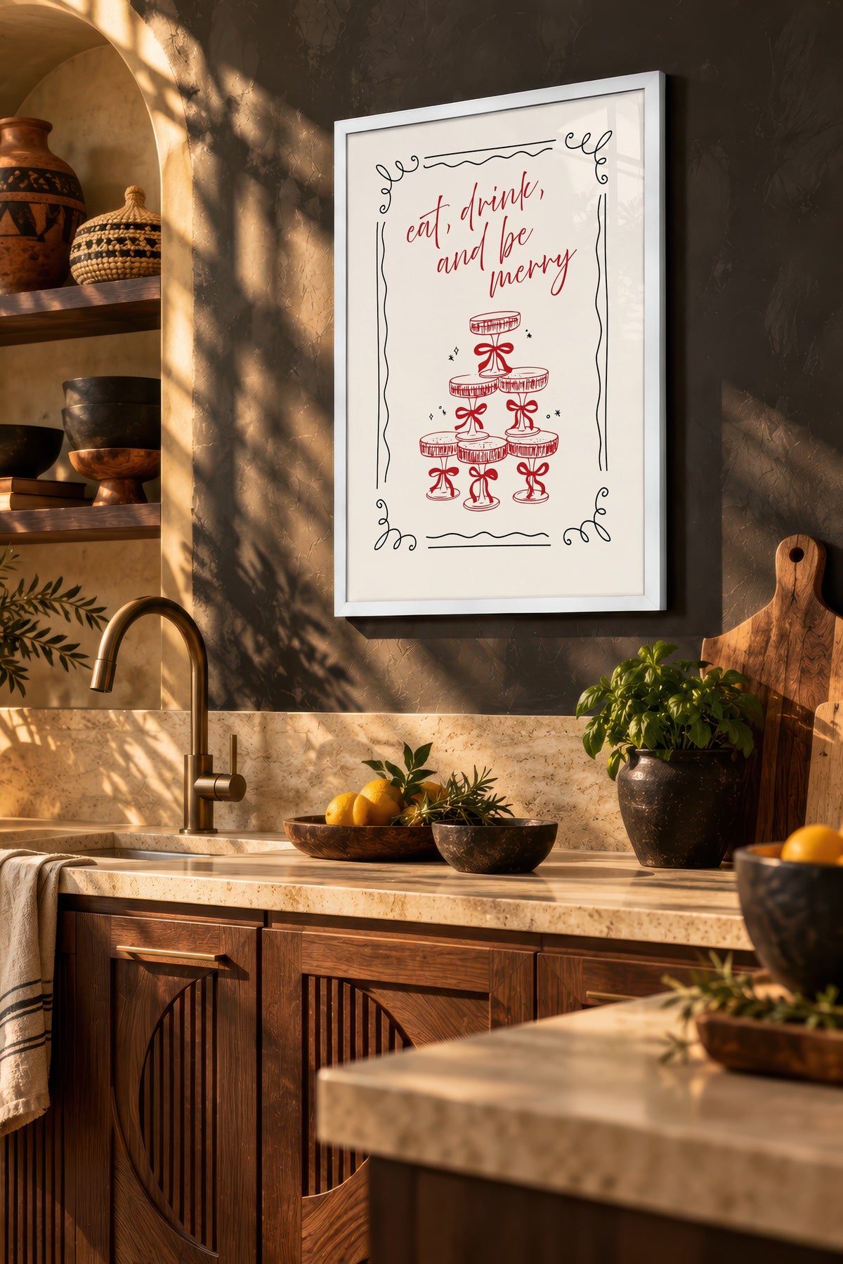 eat, drink, and be merry Poster – Beyaz Çerçeveli Tablo