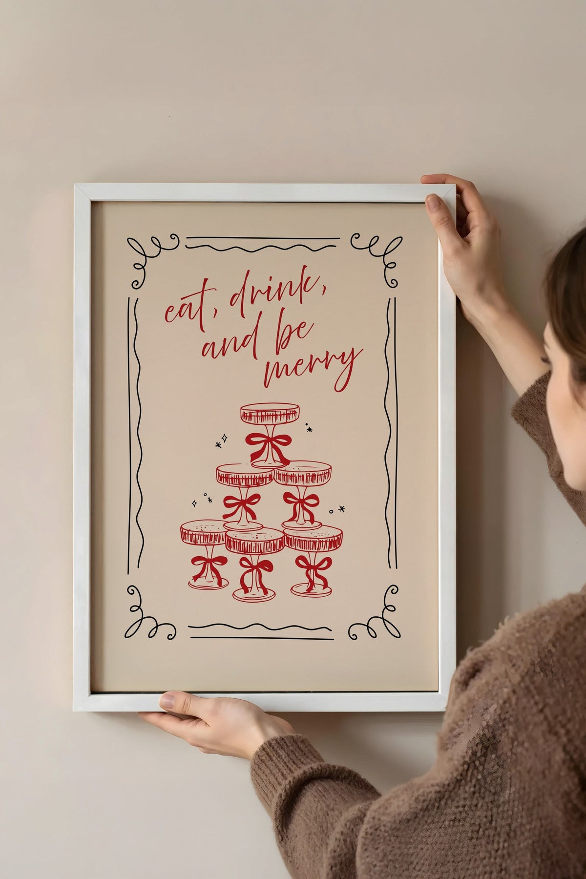 eat, drink, and be merry Poster – Beyaz Çerçeveli Tablo