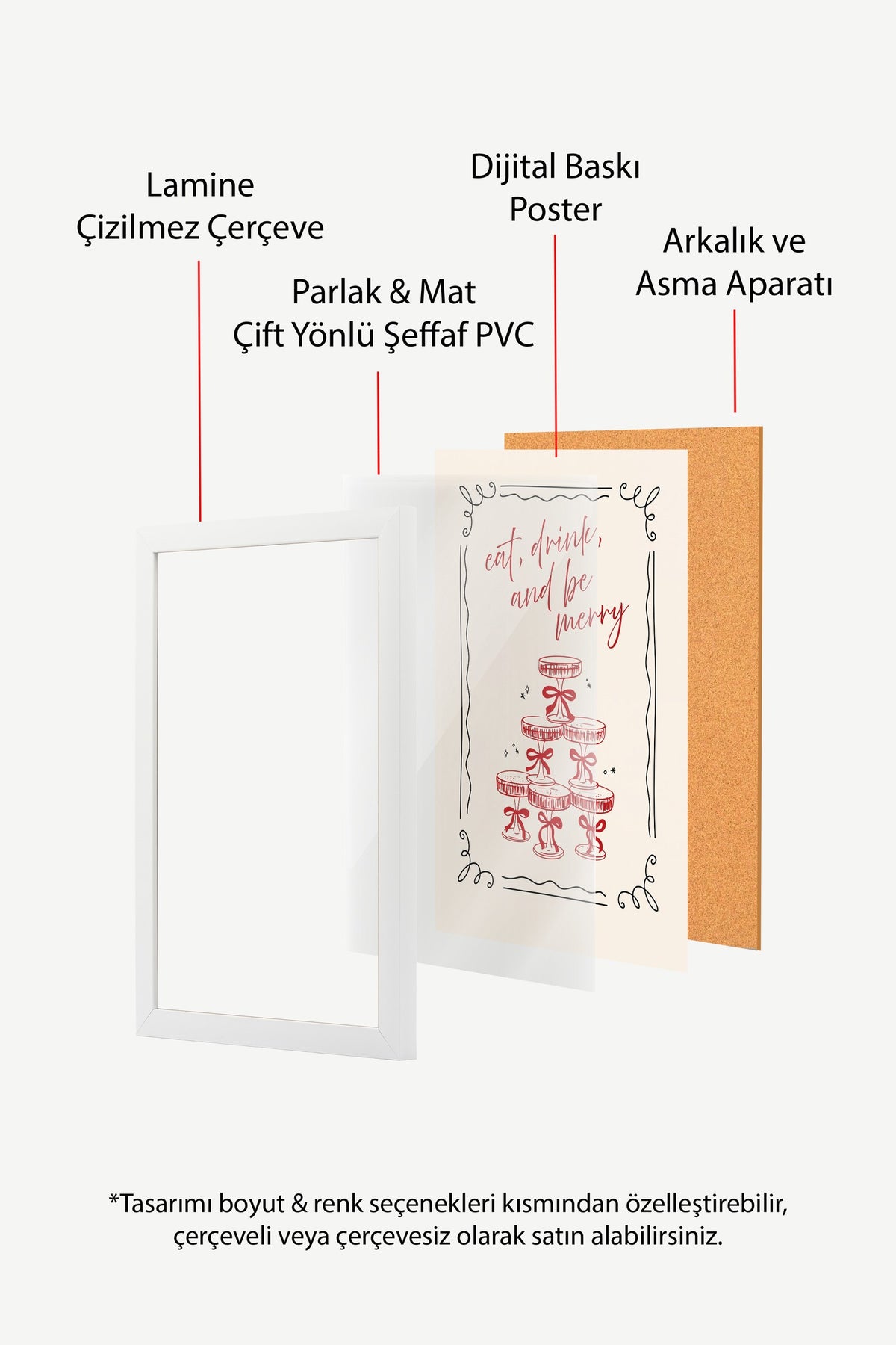 eat, drink, and be merry Poster – Beyaz Çerçeveli Tablo