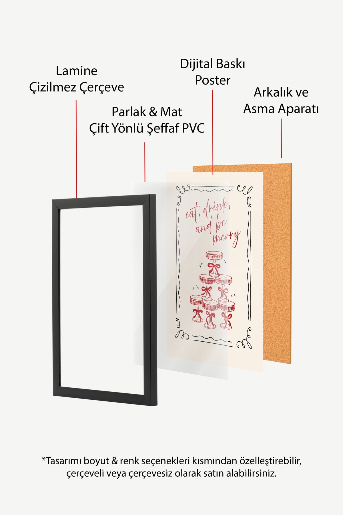 eat, drink, and be merry Poster – Siyah Çerçeveli Tablo