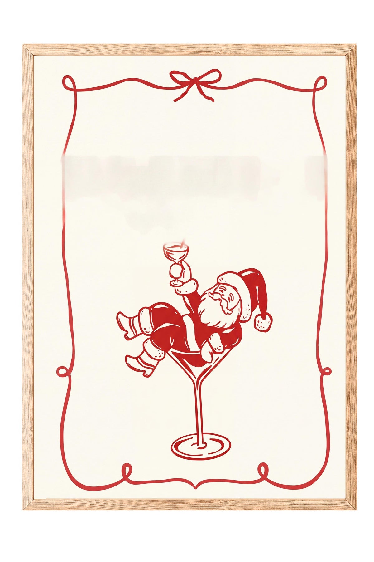Kadehte Oturan Noel Baba Poster – Ahşap Çerçeveli Tablo