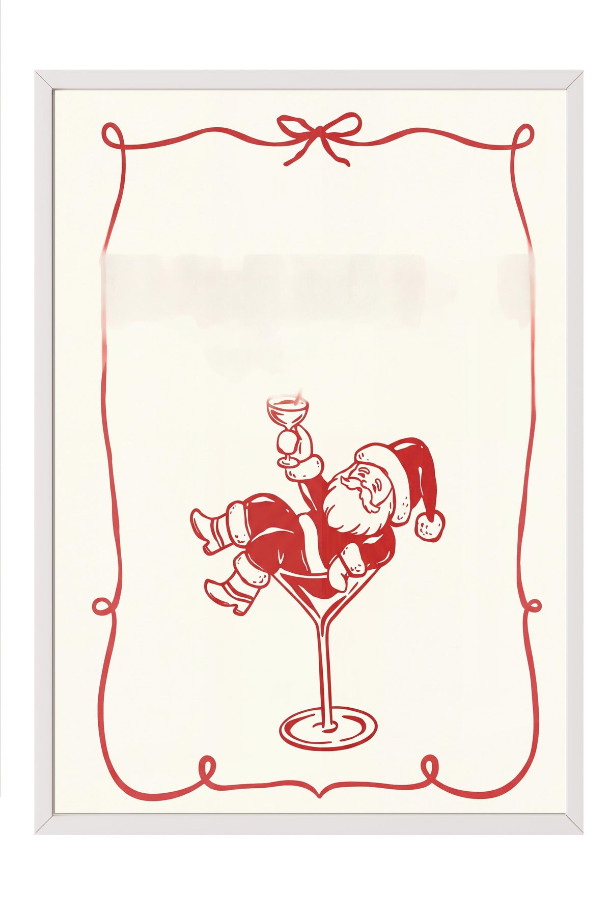 Kadehte Oturan Noel Baba Poster – Beyaz Çerçeveli Tablo
