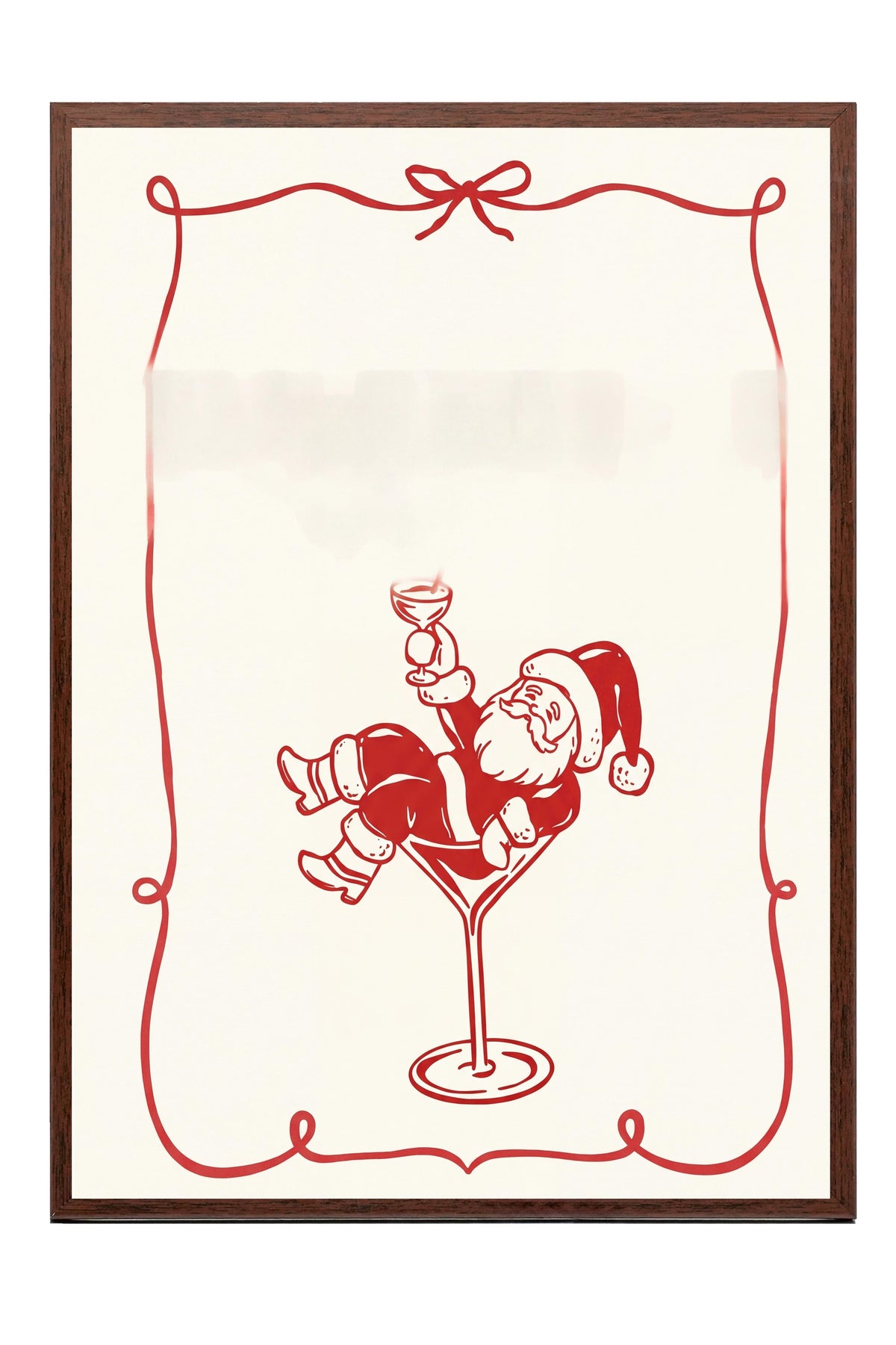 Kadehte Oturan Noel Baba Poster – Kahverengi Çerçeveli Tablo