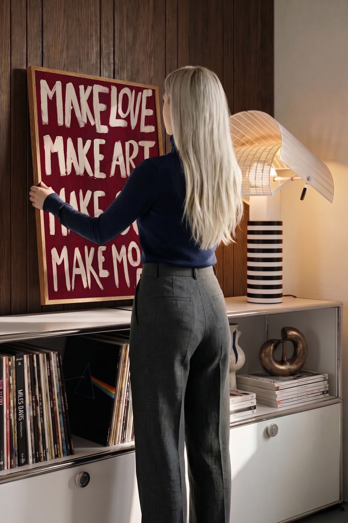 MAKE LOVE MAKE ART MAKE OUT MAKE MONEY Poster – Ahşap Çerçeveli Tablo