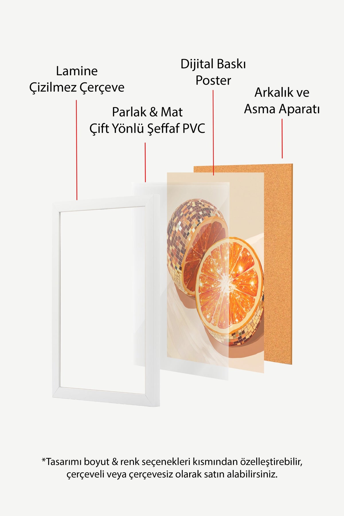 Disko Portakal Parıltısı Poster – Beyaz Çerçeveli Tablo