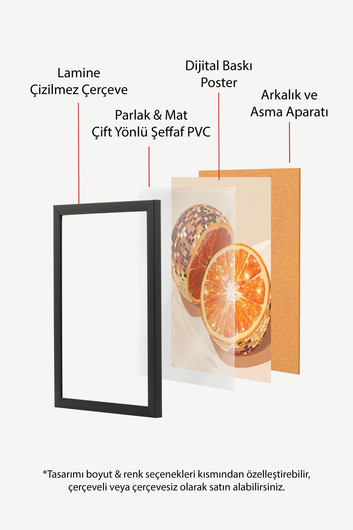 Disko Portakal Parıltısı Poster – Siyah Çerçeveli Tablo