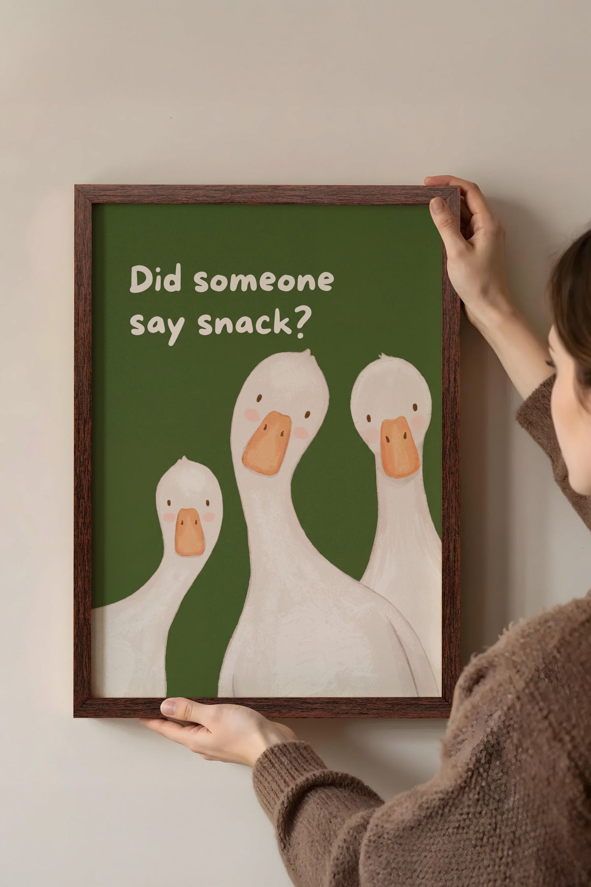 Did someone say snack? Poster – Kahverengi Çerçeveli Tablo