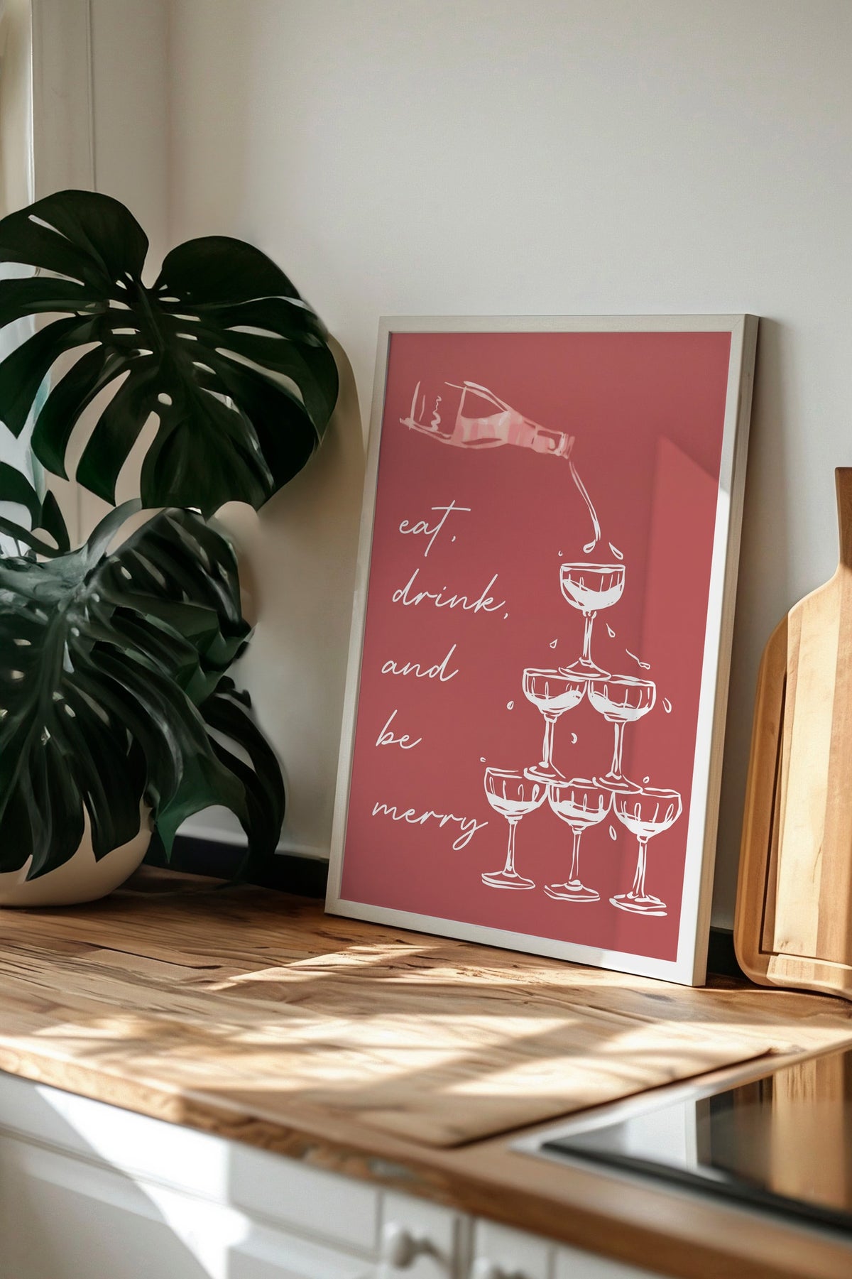 eat, drink, and be merry Poster – Beyaz Çerçeveli Tablo