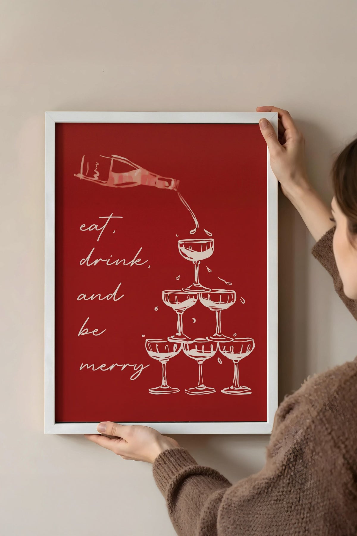eat, drink, and be merry Poster – Beyaz Çerçeveli Tablo