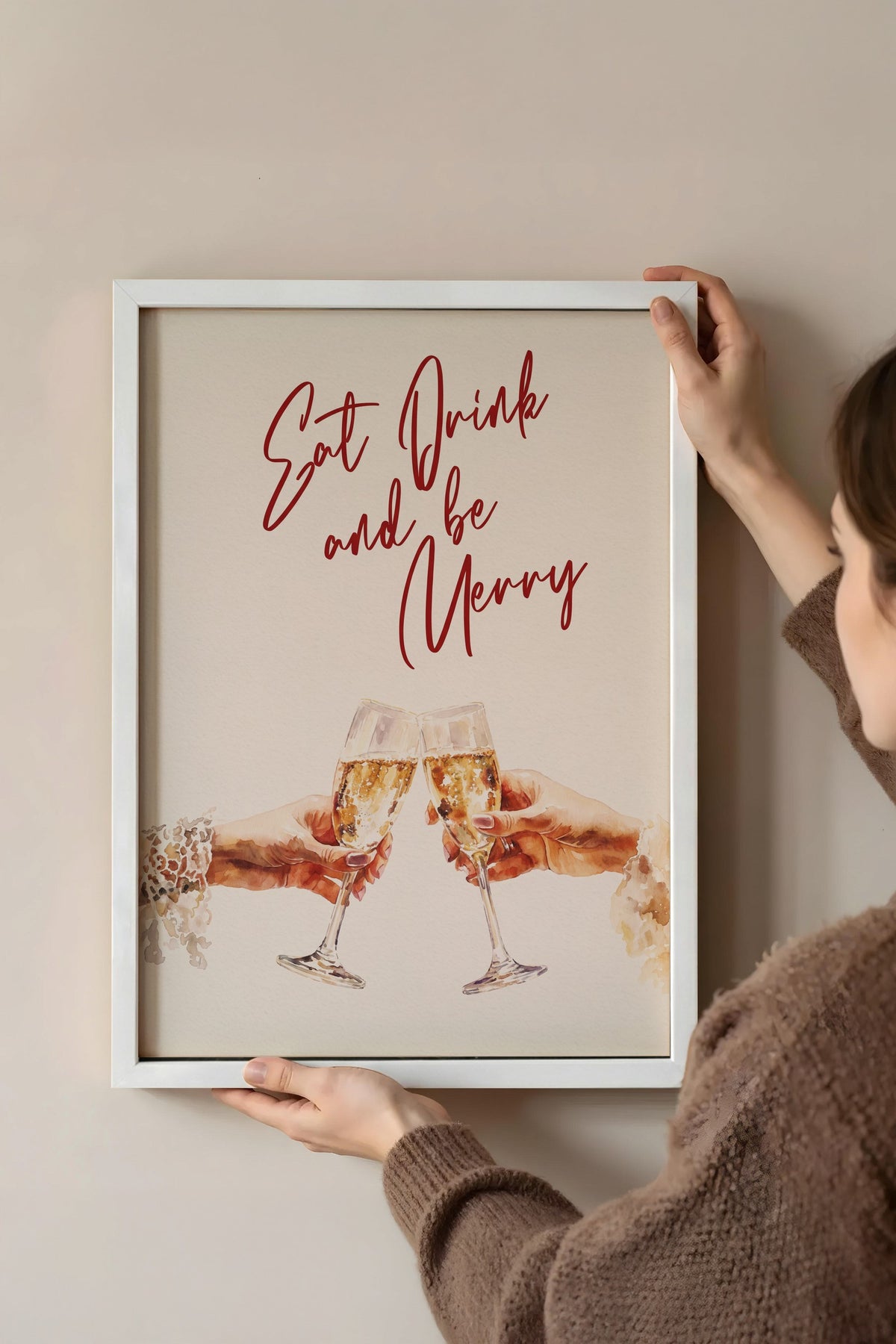 Eat Drink and be Merry Poster – Beyaz Çerçeveli Tablo