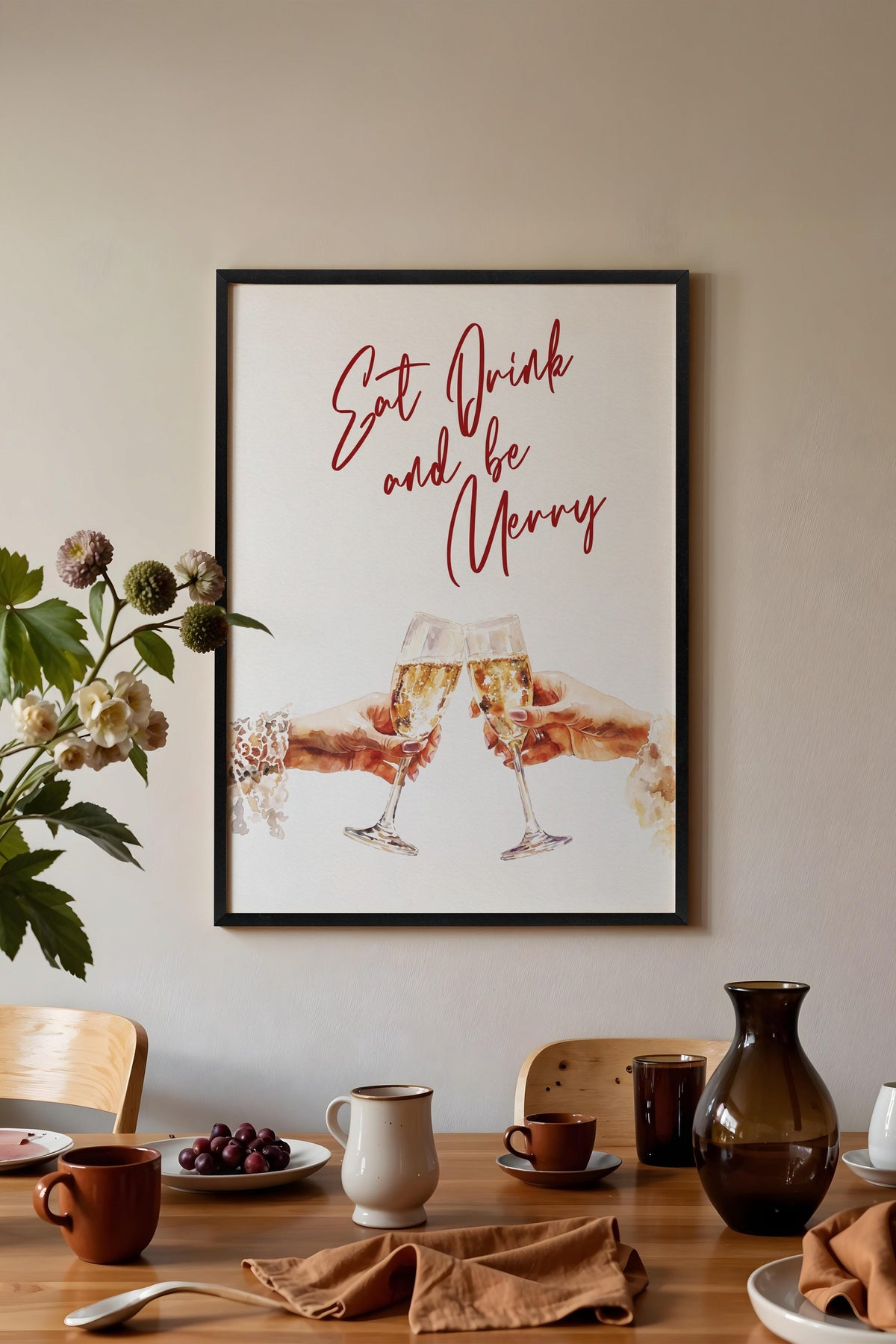 Eat Drink and be Merry Poster – Siyah Çerçeveli Tablo