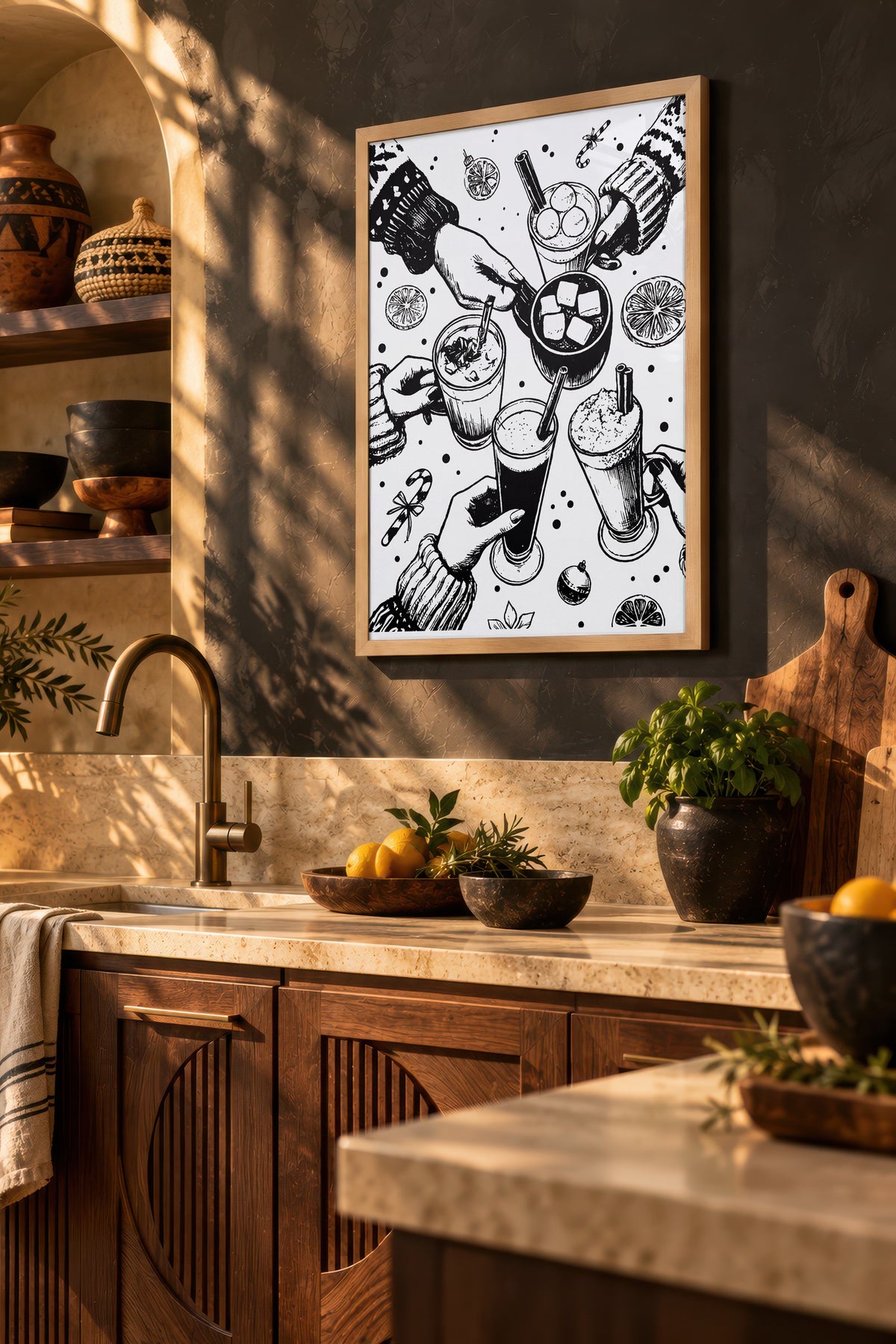 Eğlenceli Kış İçecekleri Poster – Ahşap Çerçeveli Tablo