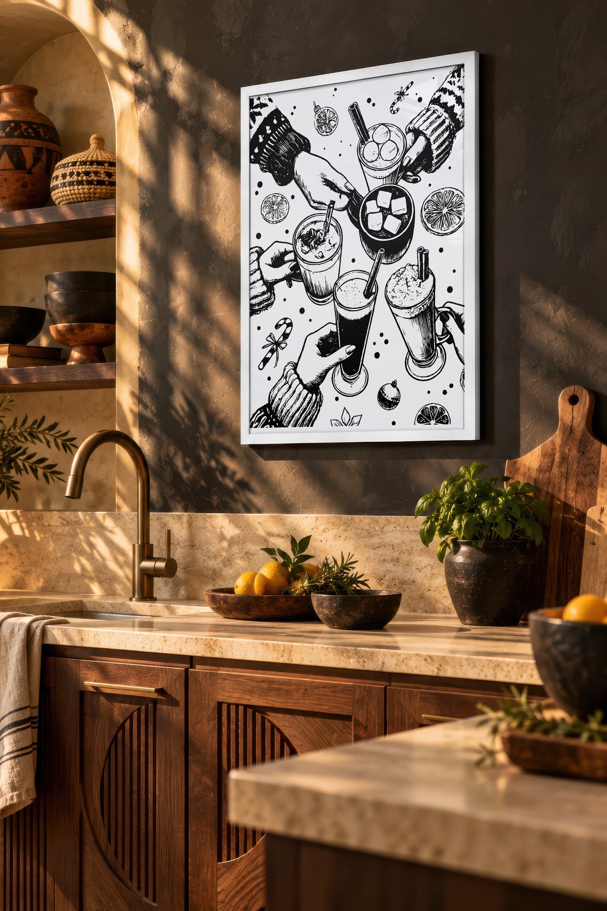 Eğlenceli Kış İçecekleri Poster – Beyaz Çerçeveli Tablo