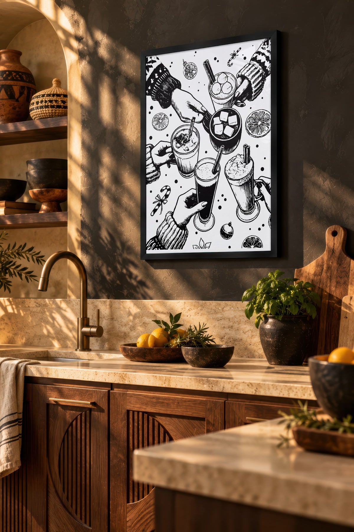 Eğlenceli Kış İçecekleri Poster – Siyah Çerçeveli Tablo