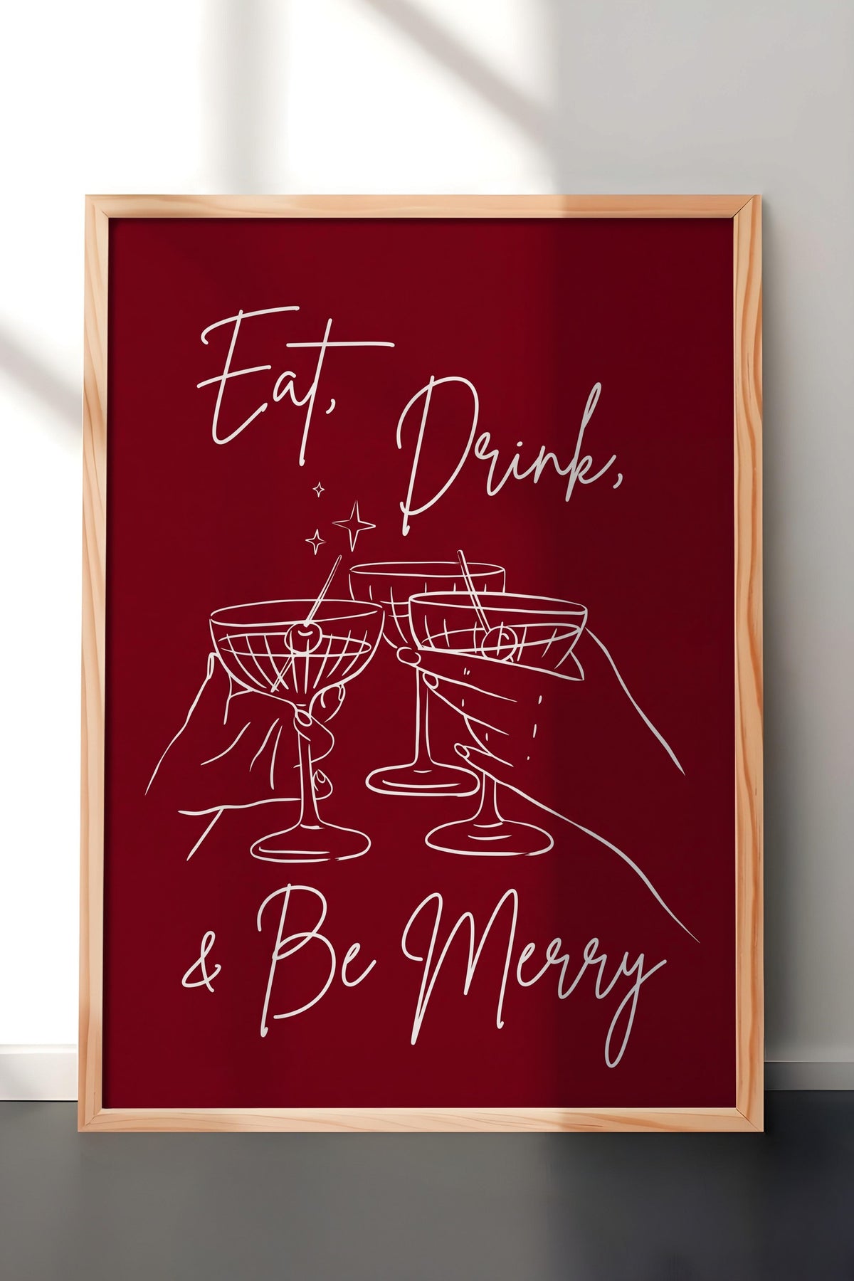 Eat, Drink, & Be Merry Poster – Ahşap Çerçeveli Tablo