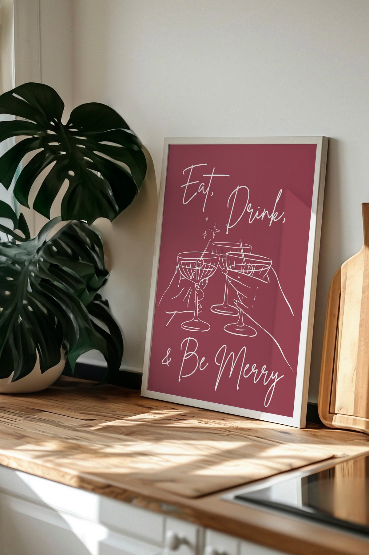 Eat, Drink, & Be Merry Poster – Beyaz Çerçeveli Tablo
