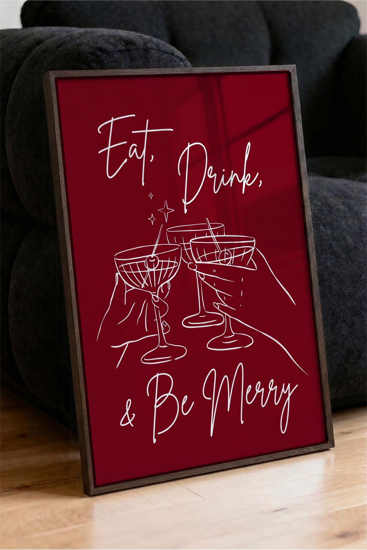 Eat, Drink, & Be Merry Poster – Kahverengi Çerçeveli Tablo