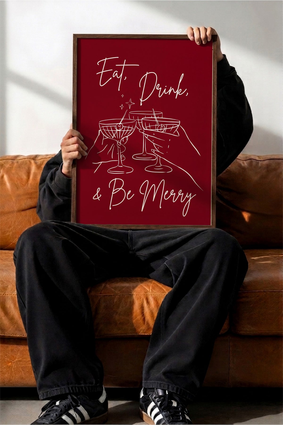Eat, Drink, & Be Merry Poster – Kahverengi Çerçeveli Tablo