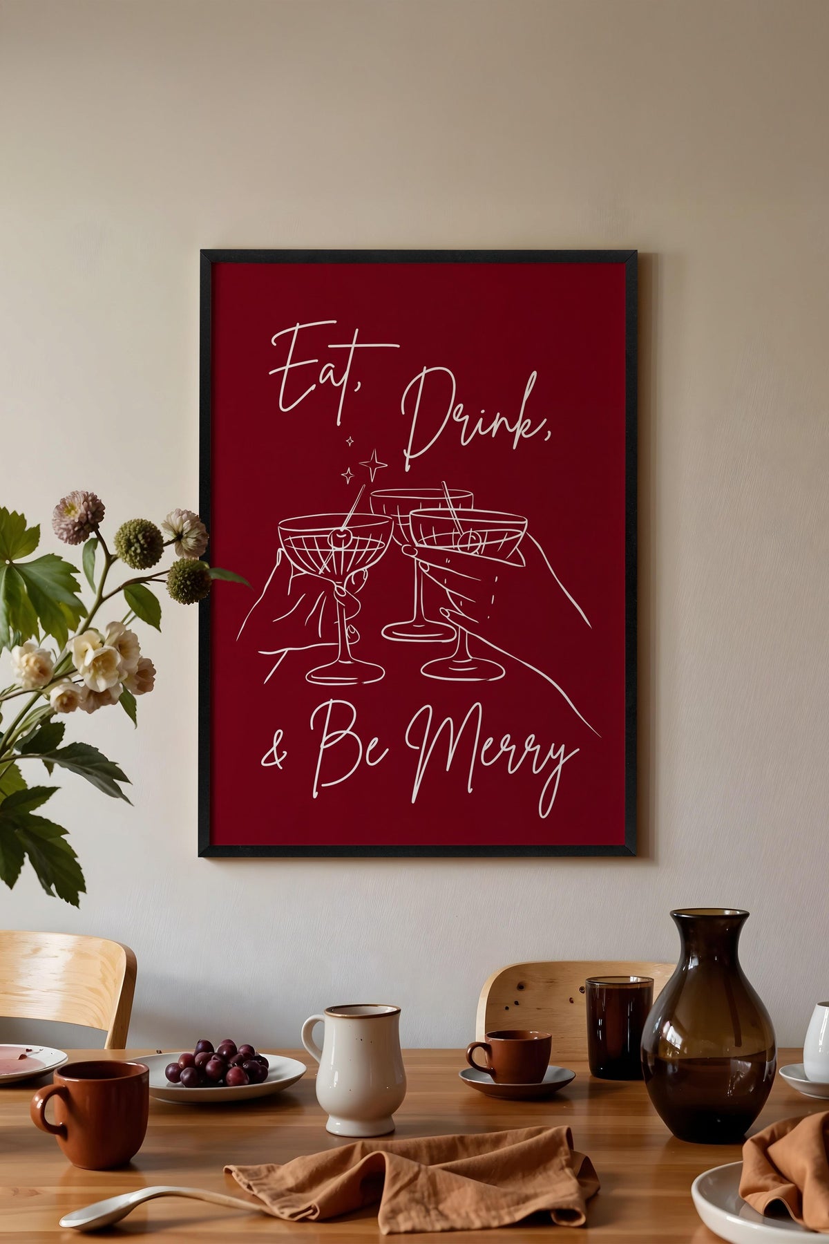 Eat, Drink, & Be Merry Poster – Siyah Çerçeveli Tablo