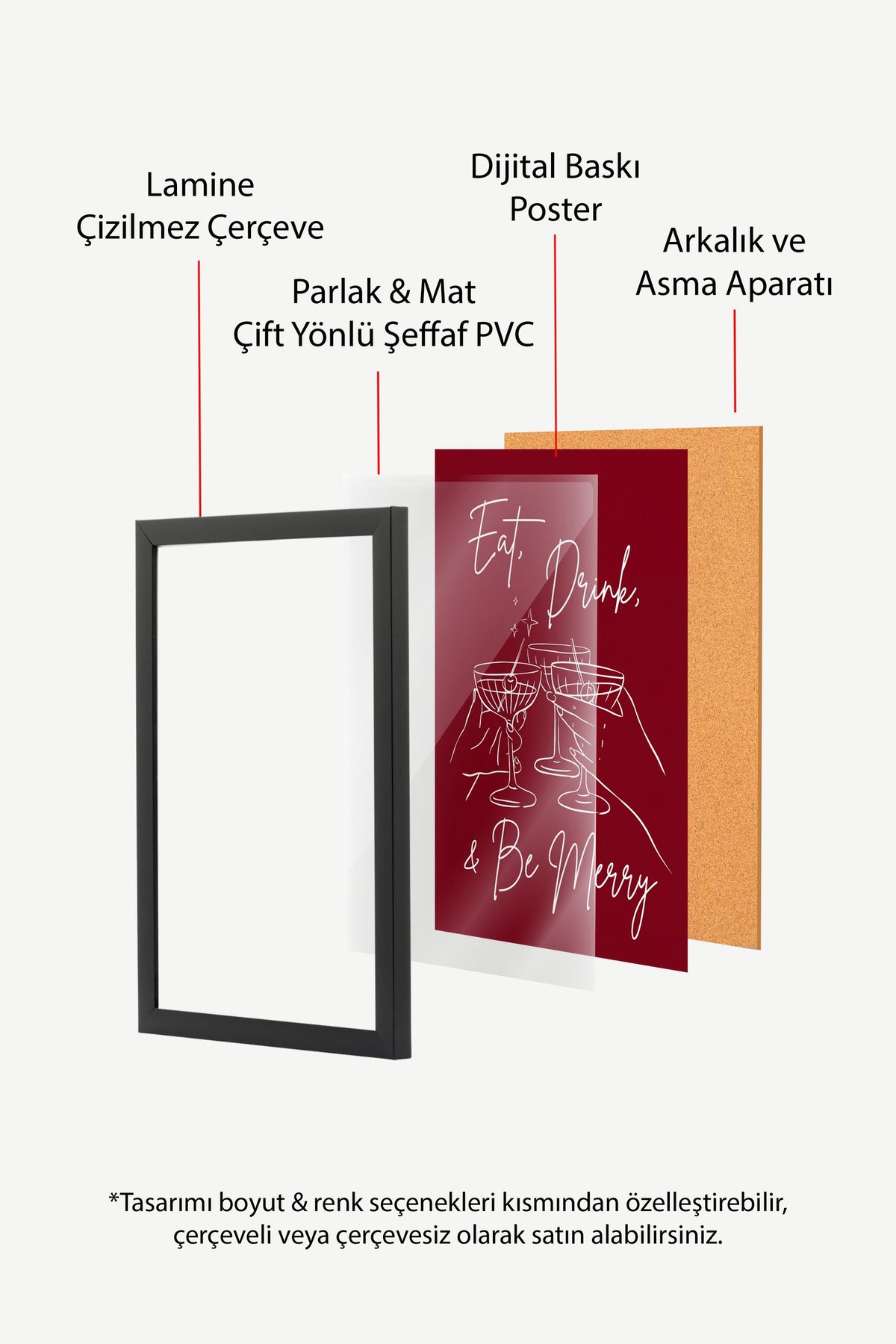 Eat, Drink, & Be Merry Poster – Siyah Çerçeveli Tablo