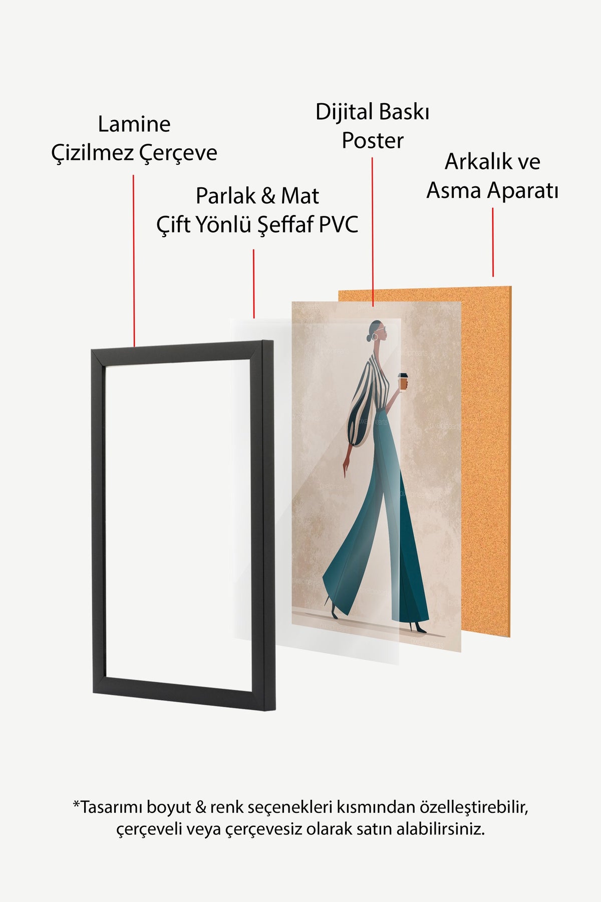 Stil Sahibi Kadın Figürü Poster – Siyah Çerçeveli Tablo