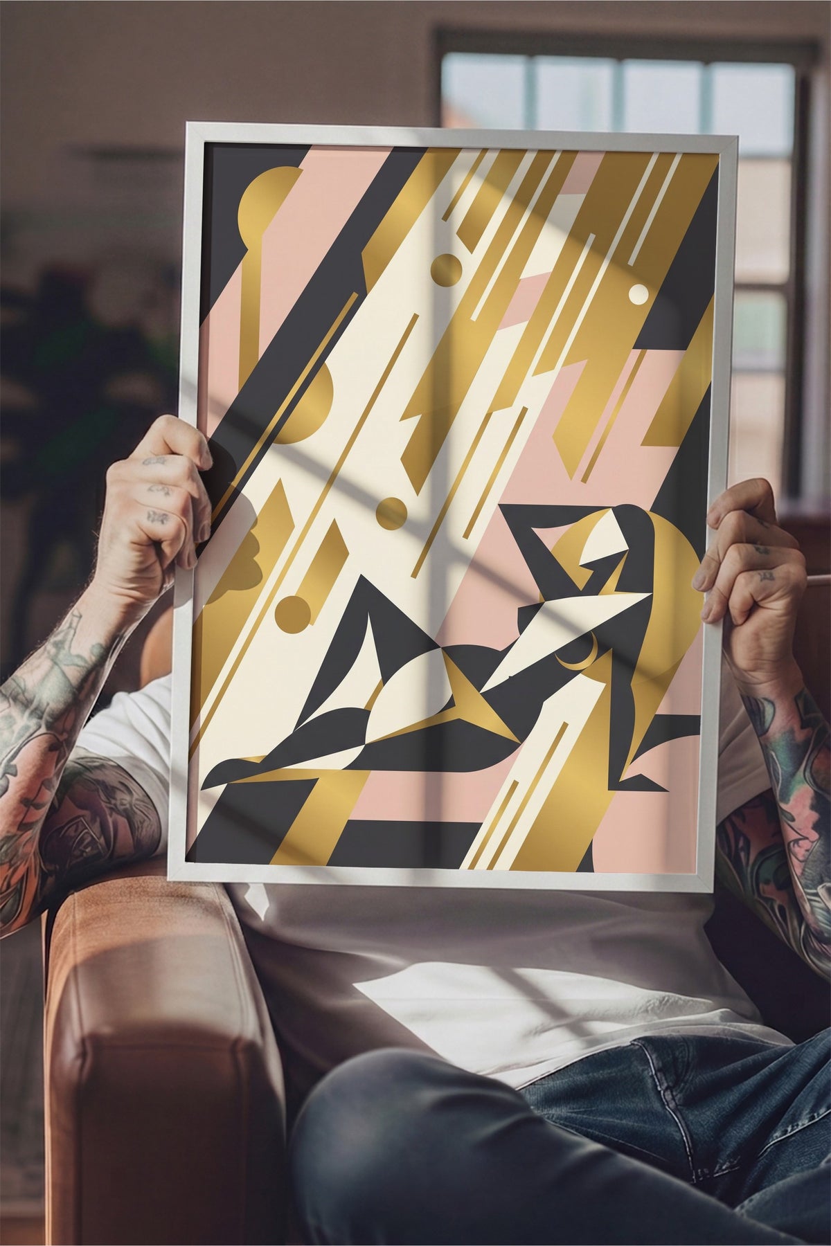 Art Deco Kadın Figürü Poster – Beyaz Çerçeveli Tablo