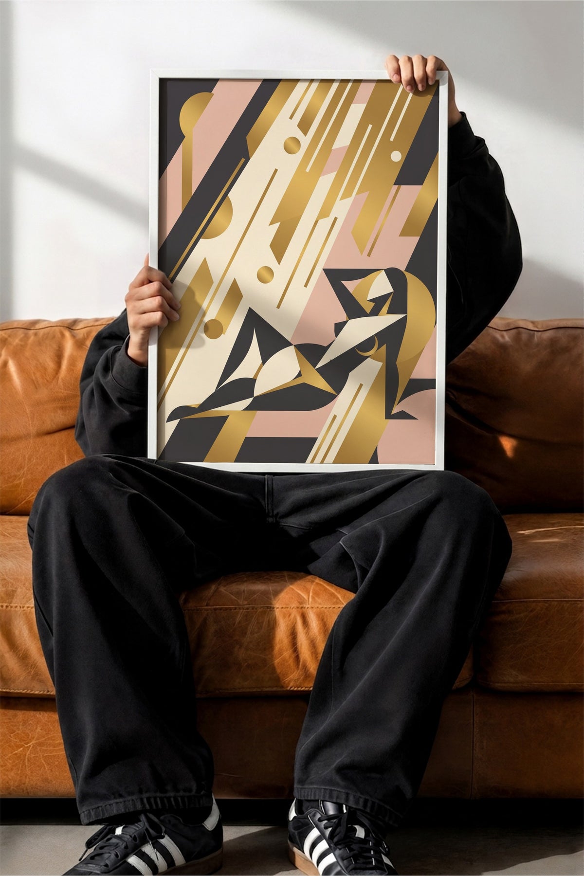 Art Deco Kadın Figürü Poster – Beyaz Çerçeveli Tablo
