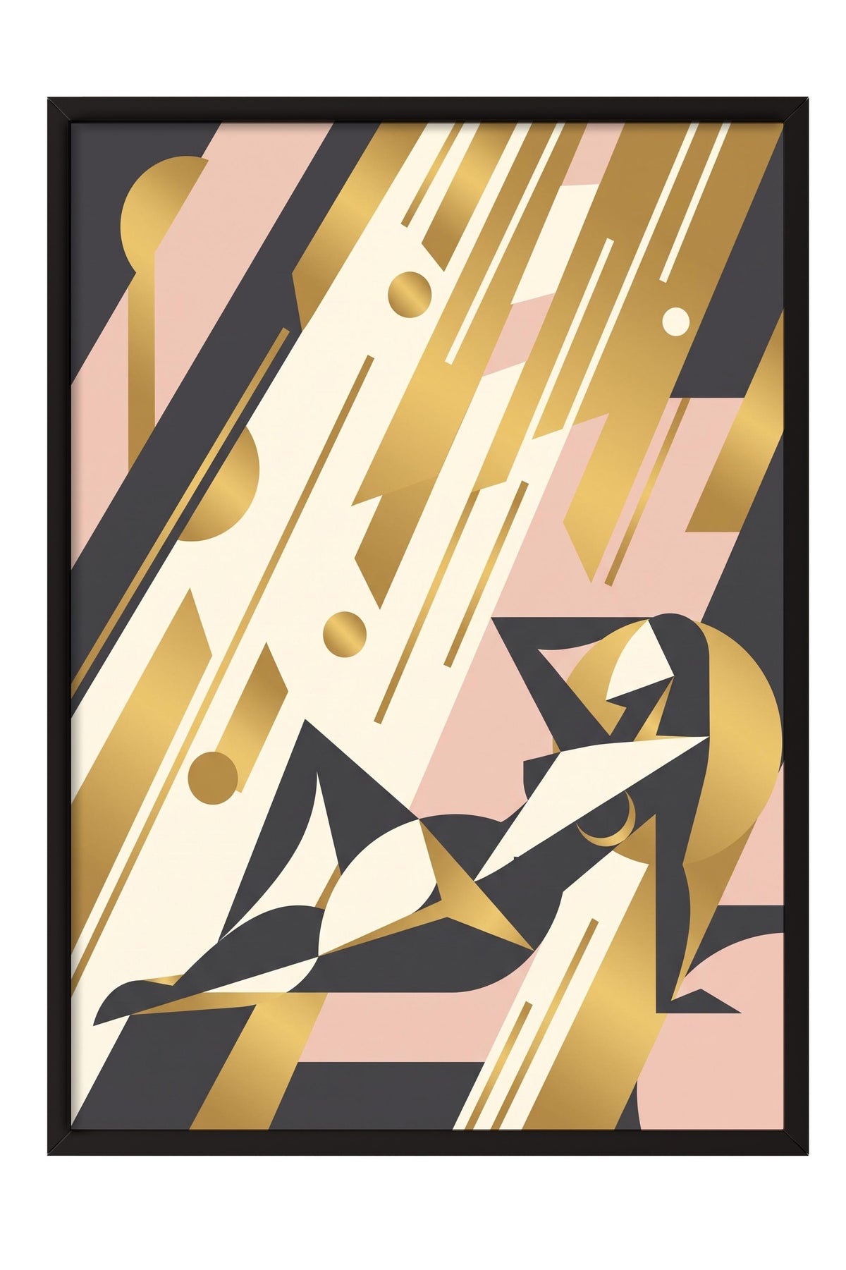 Art Deco Kadın Figürü Poster – Siyah Çerçeveli Tablo