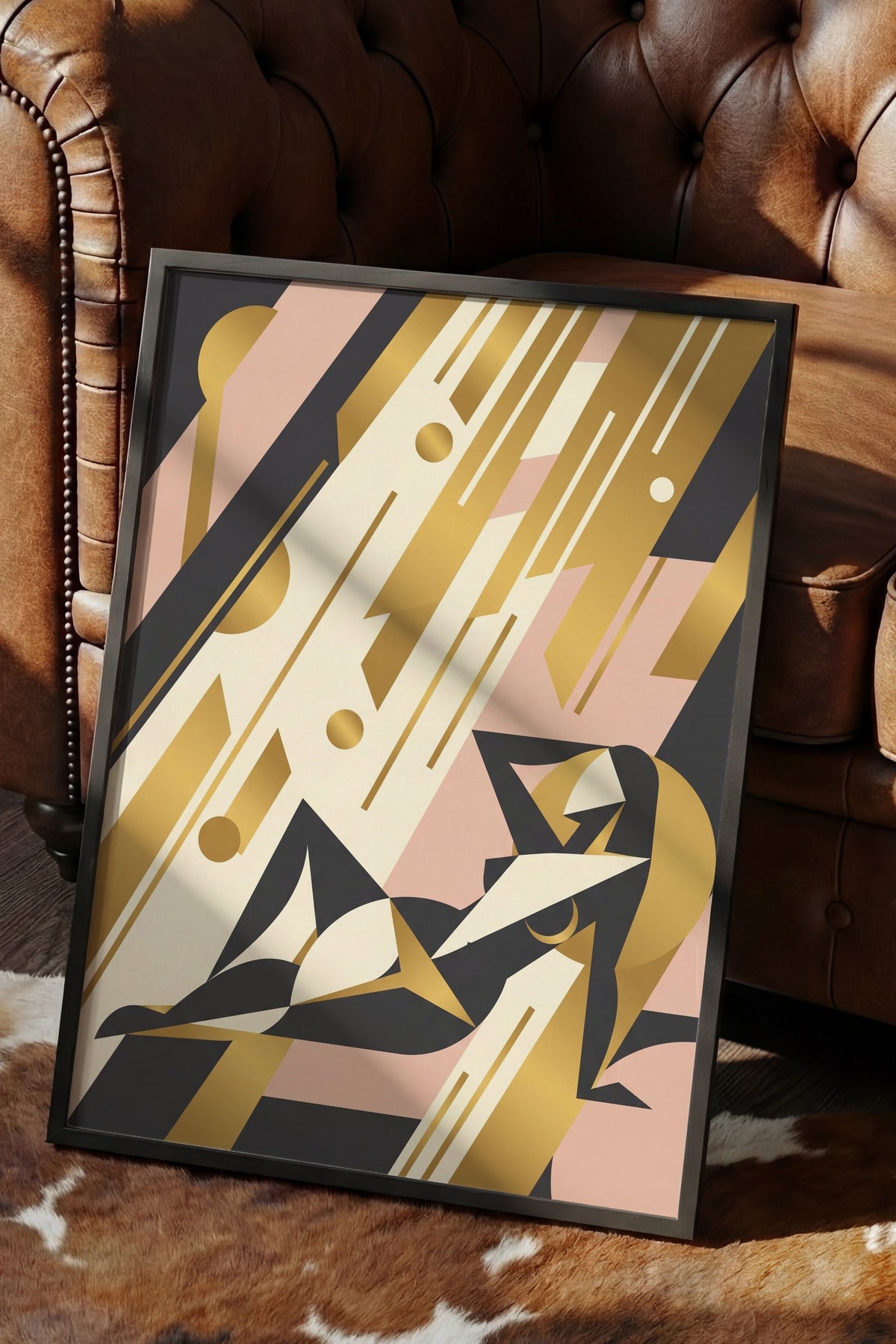 Art Deco Kadın Figürü Poster – Siyah Çerçeveli Tablo