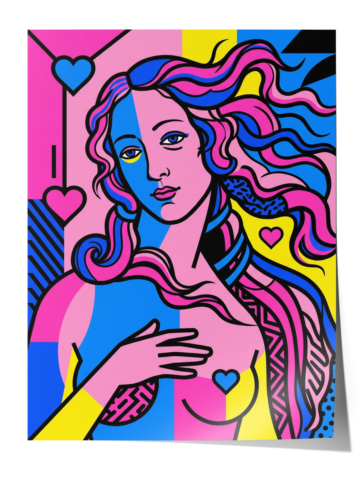 Renkli Pop Art Kadın Figürü Çerçevesiz Poster