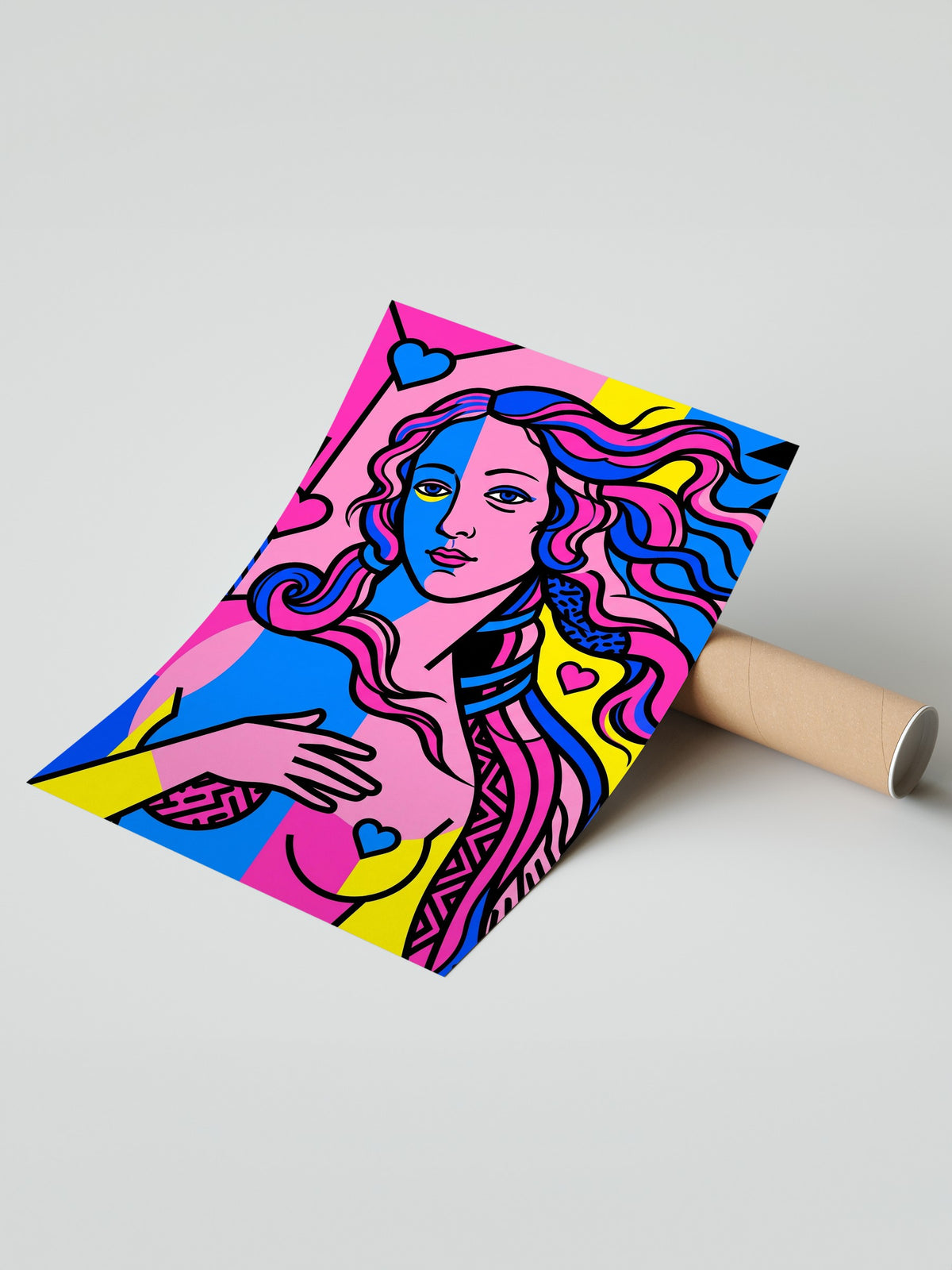 Renkli Pop Art Kadın Figürü Çerçevesiz Poster