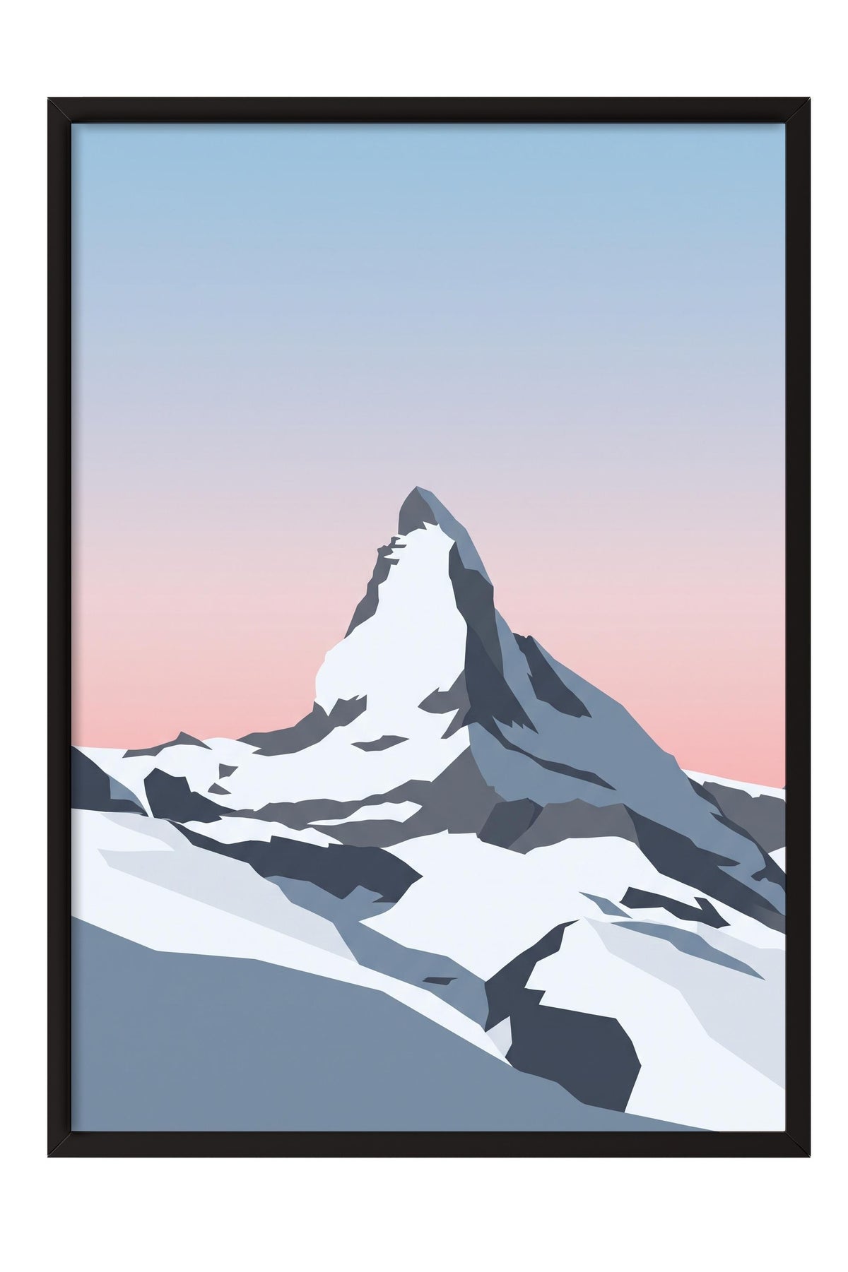 Dağ Zirvesi Minimalist Poster – Siyah Çerçeveli Tablo