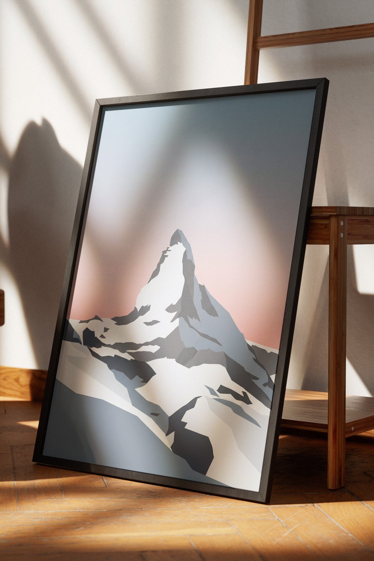 Dağ Zirvesi Minimalist Poster – Siyah Çerçeveli Tablo
