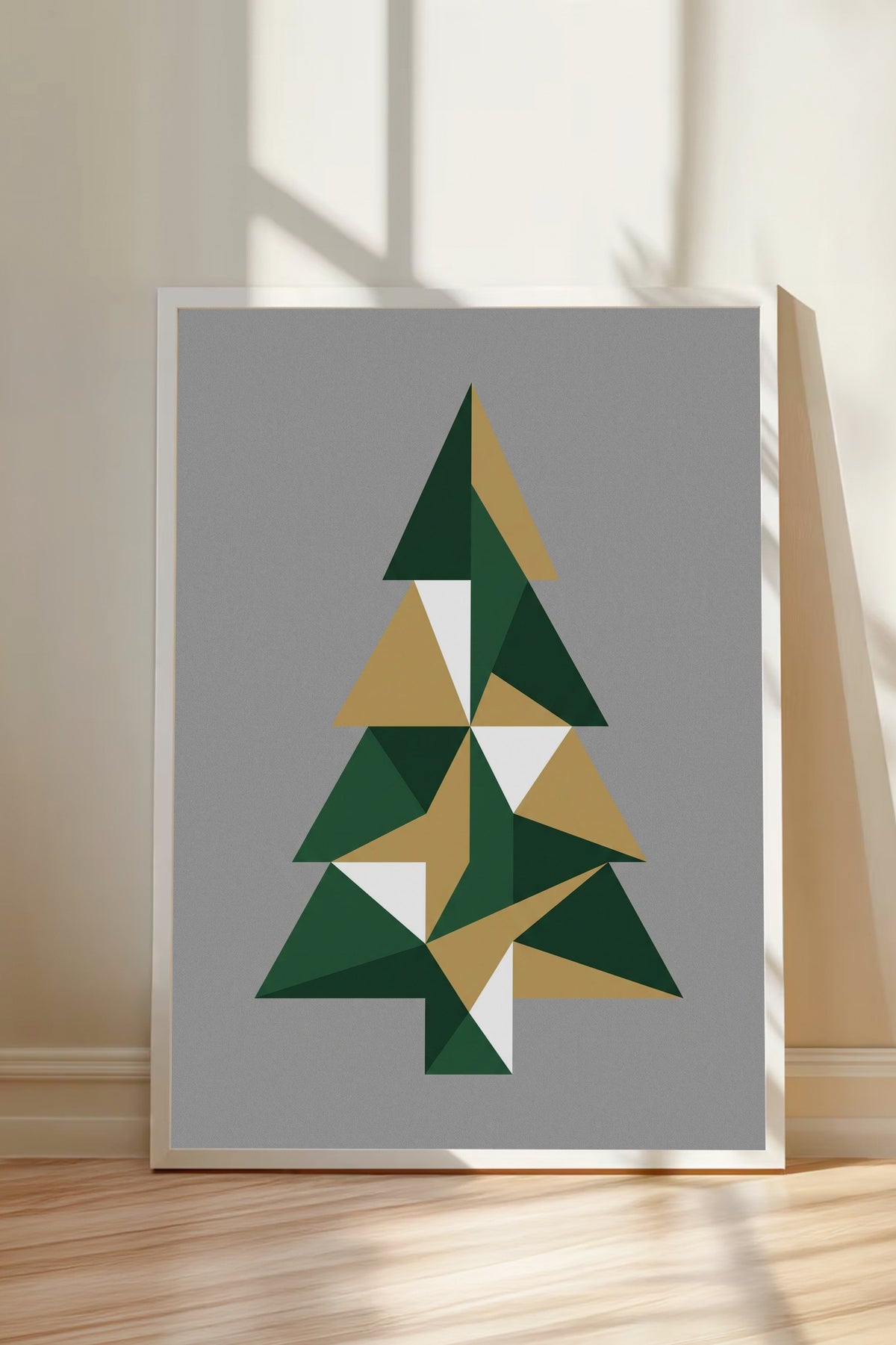Geometrik Ağaç Deseni Poster – Beyaz Çerçeveli Tablo