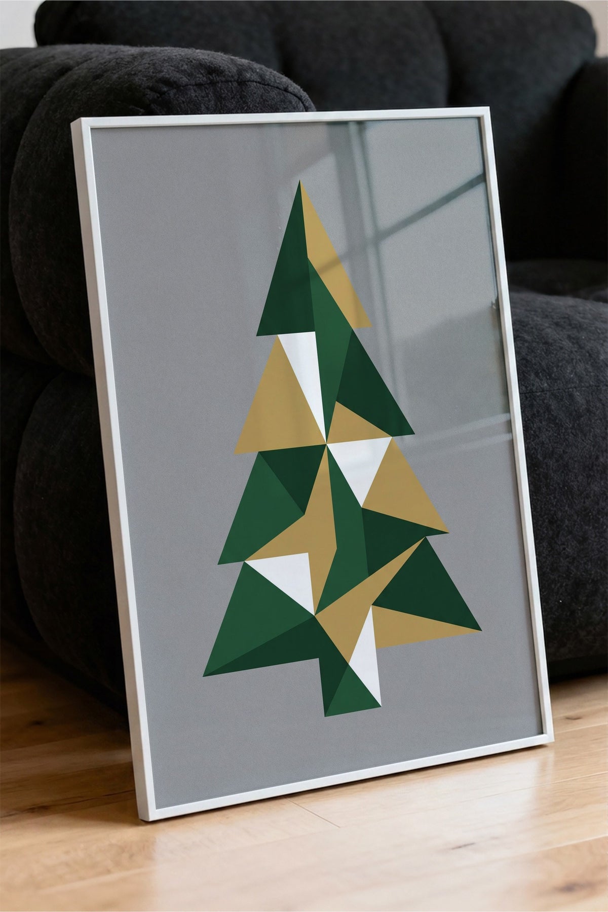 Geometrik Ağaç Deseni Poster – Beyaz Çerçeveli Tablo