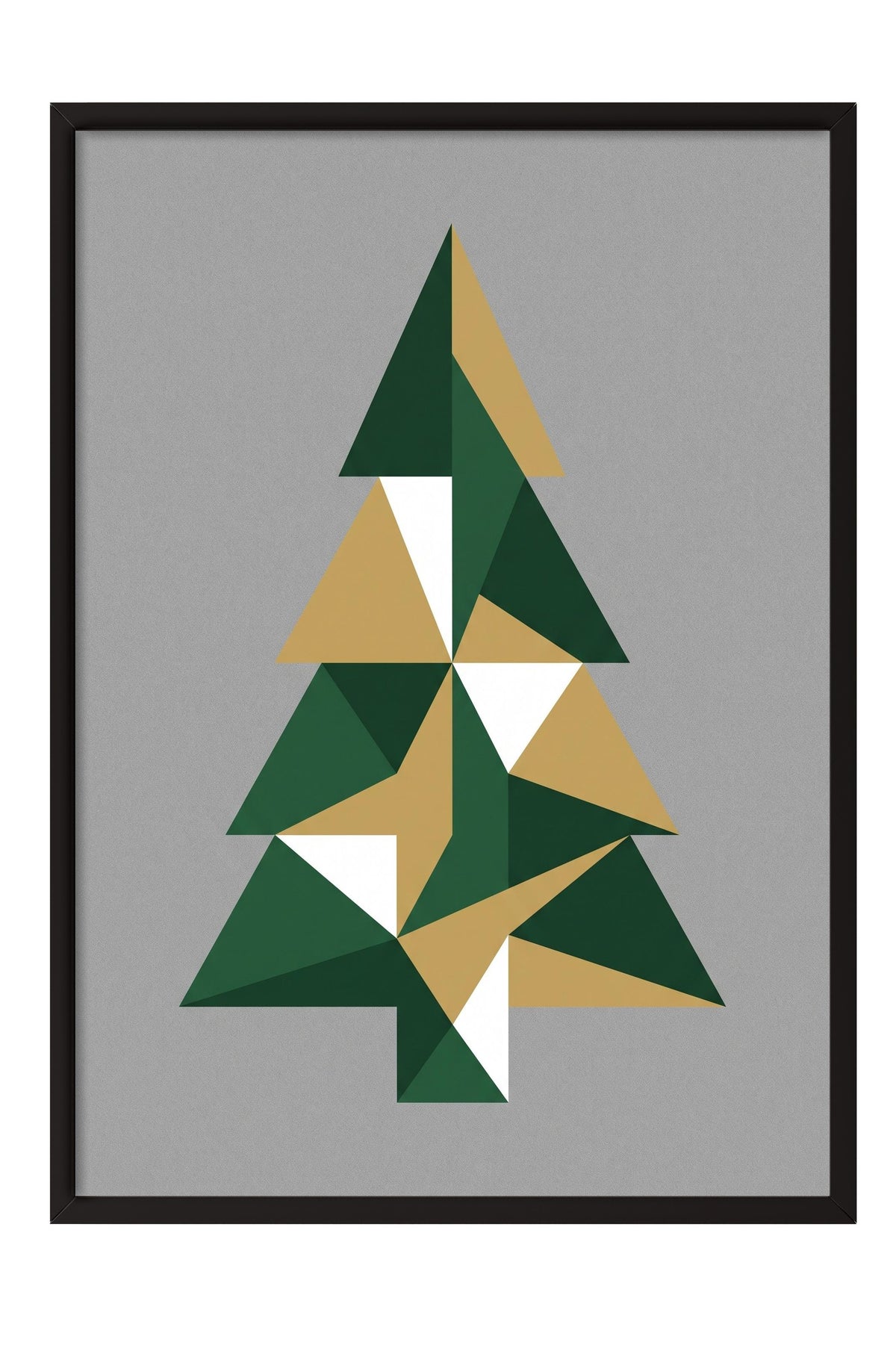 Geometrik Ağaç Deseni Poster – Siyah Çerçeveli Tablo