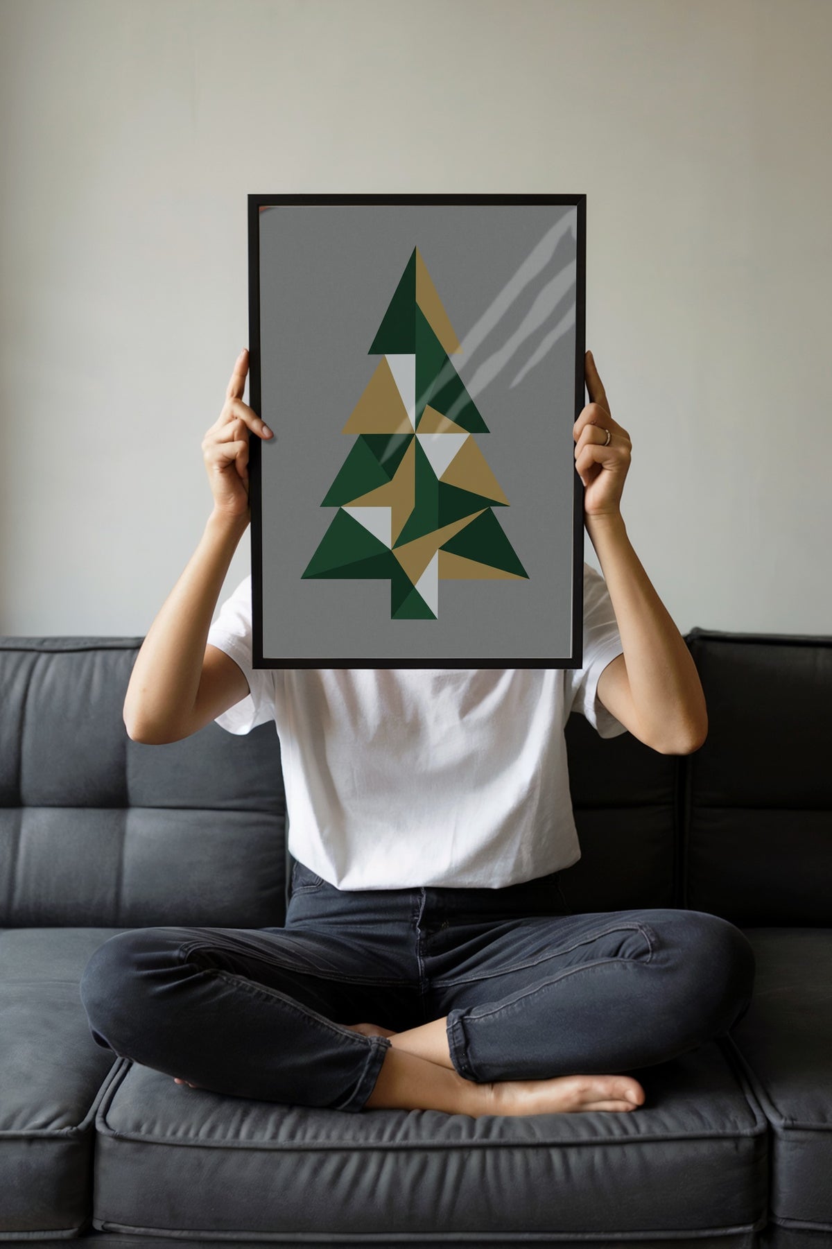 Geometrik Ağaç Deseni Poster – Siyah Çerçeveli Tablo