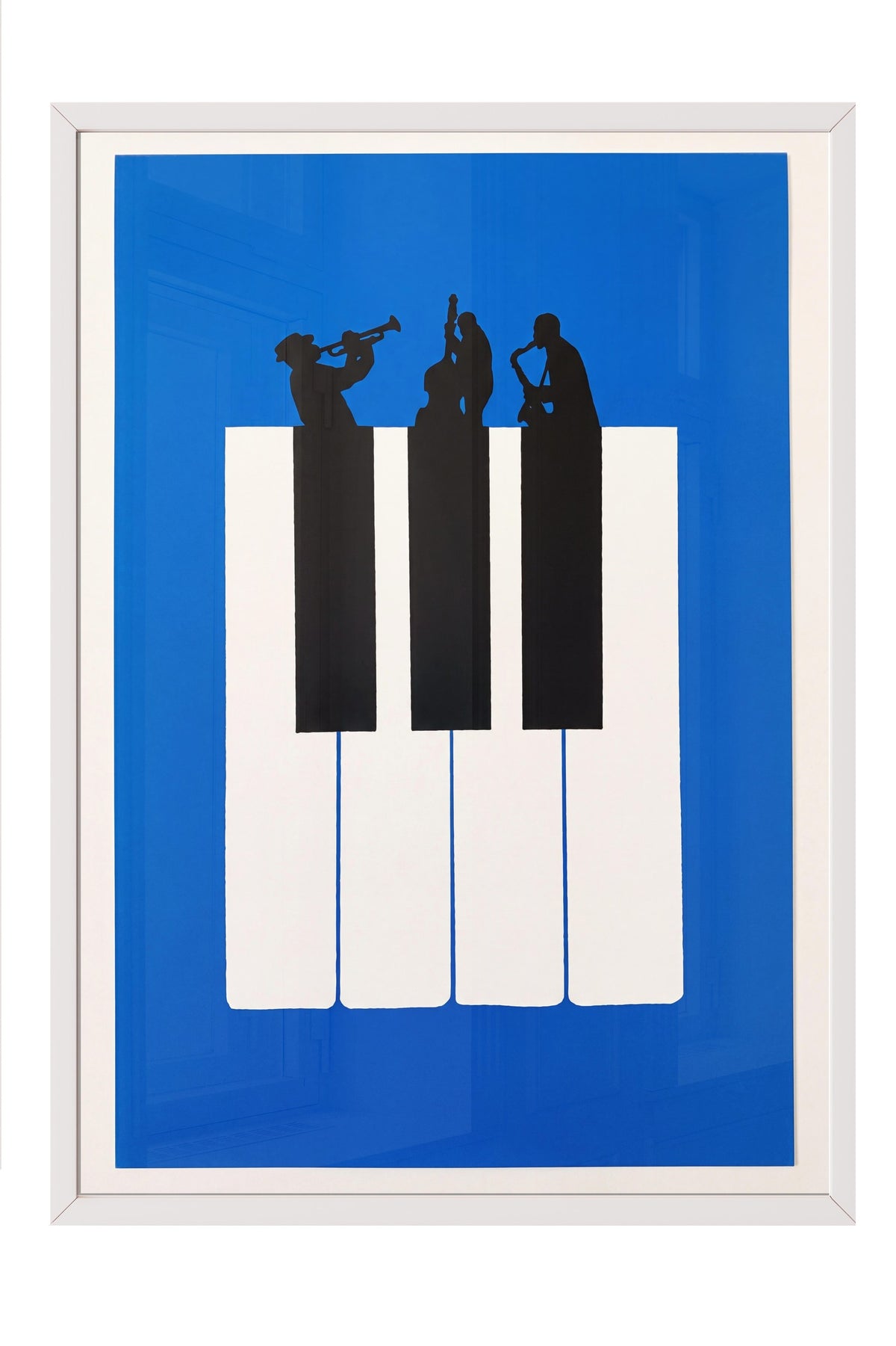 Piyano Tuşları Üzerinde Müzisyenler Poster – Beyaz Çerçeveli Tablo
