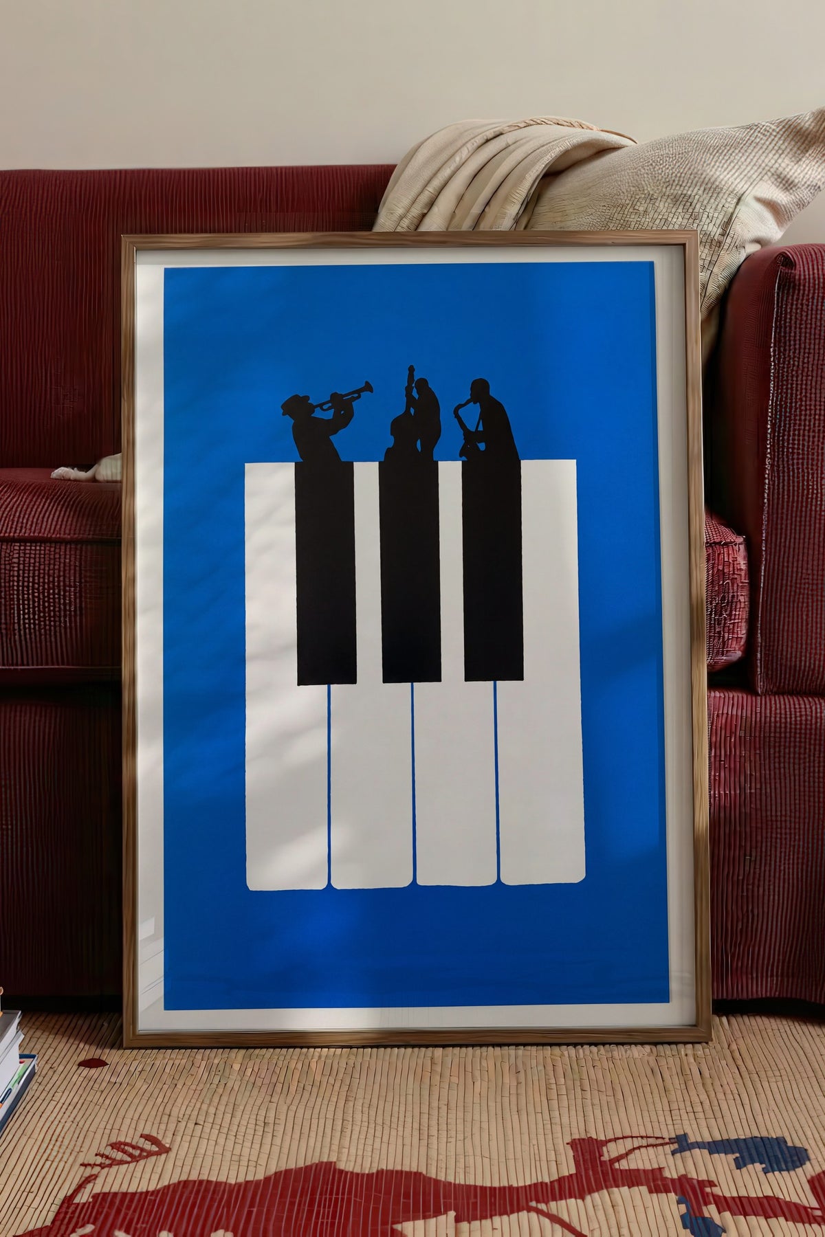 Piyano Tuşları Üzerinde Müzisyenler Poster – Kahverengi Çerçeveli Tablo