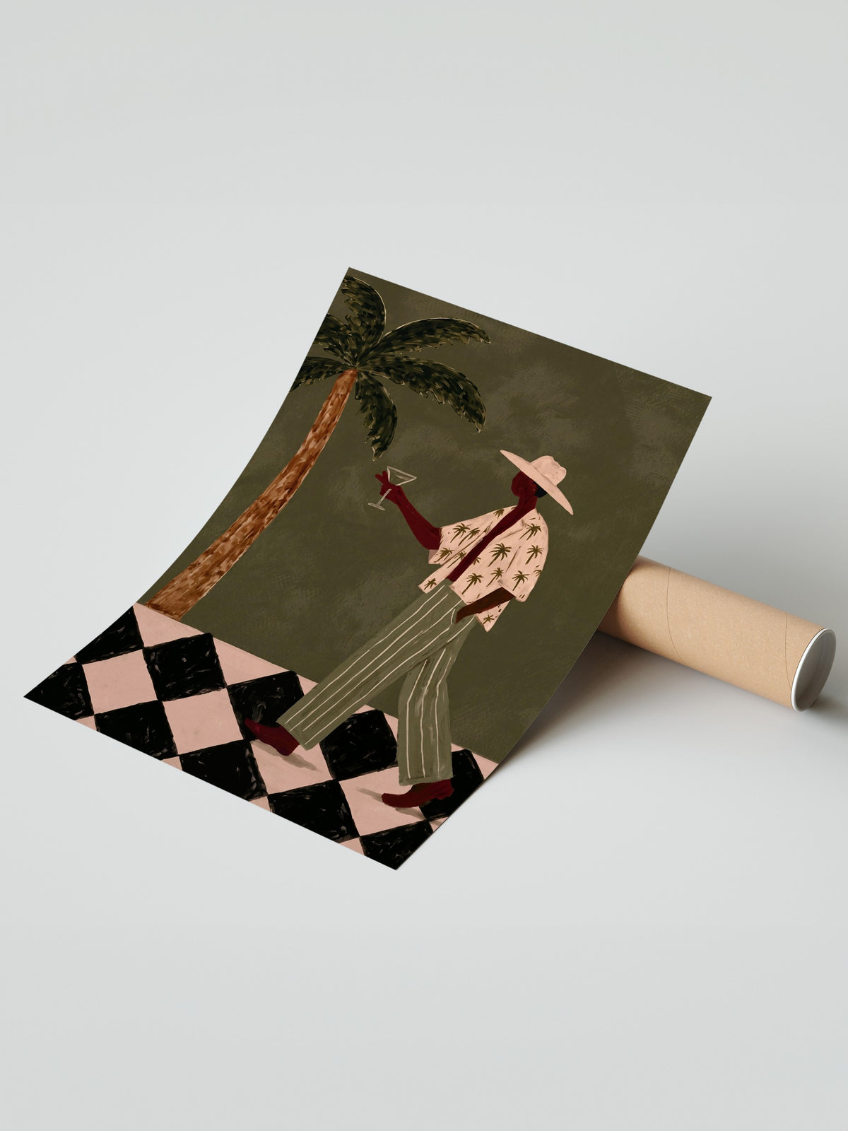 Palmiye Altında Yürüyen Figür Çerçevesiz Poster